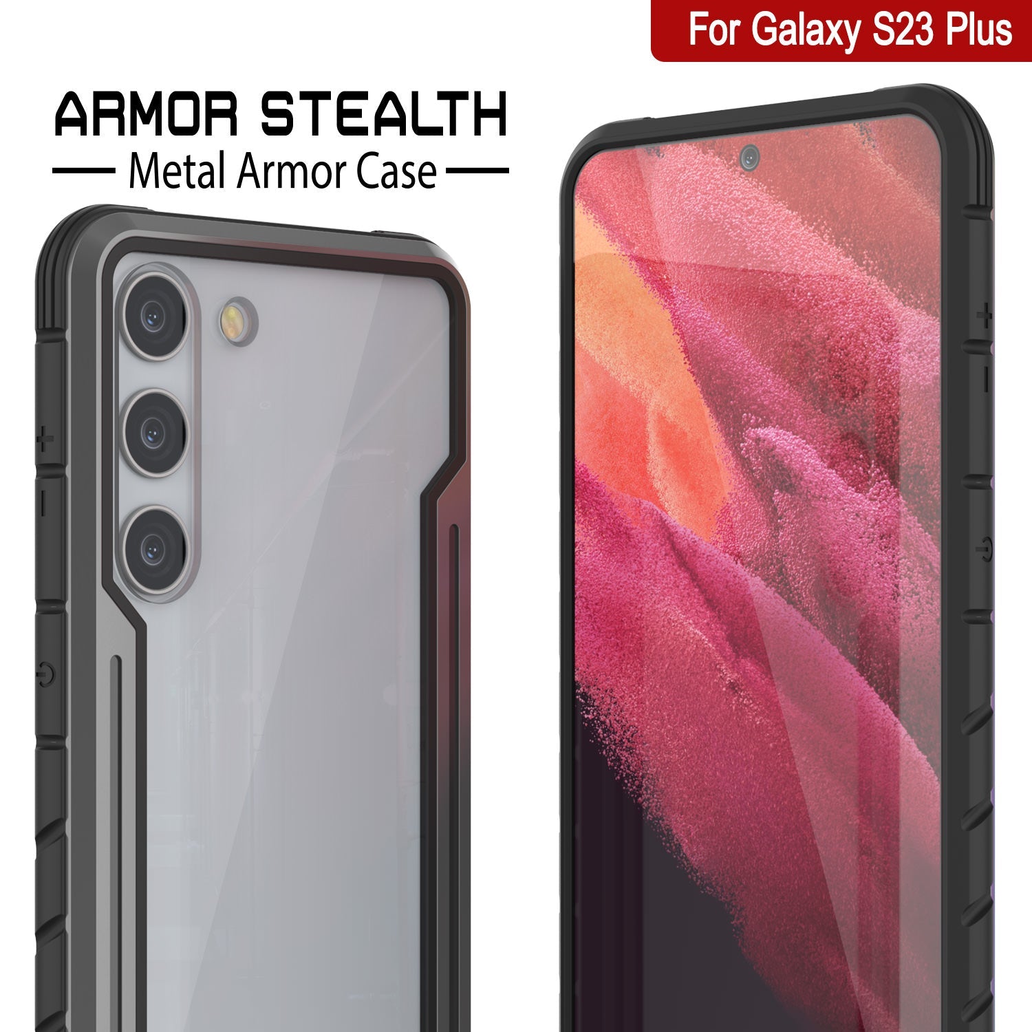 Punkcase S23+ Plus Capa de Proteção Armadura Stealth Grau Militar Multicamada [Cinza-Preto]