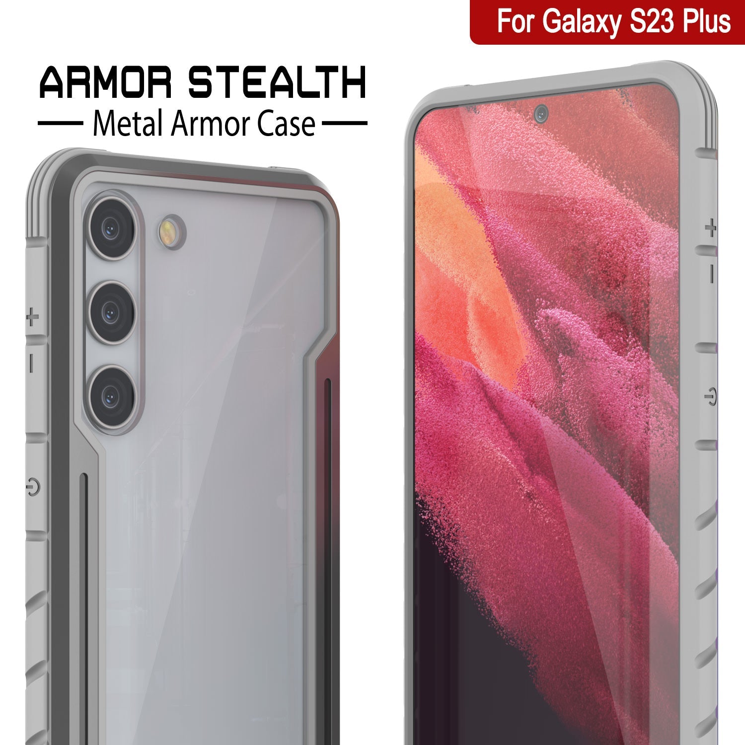 Capa de proteção Punkcase S23+ Plus Armor Stealth Grade Militar Multicamada [Cinza]