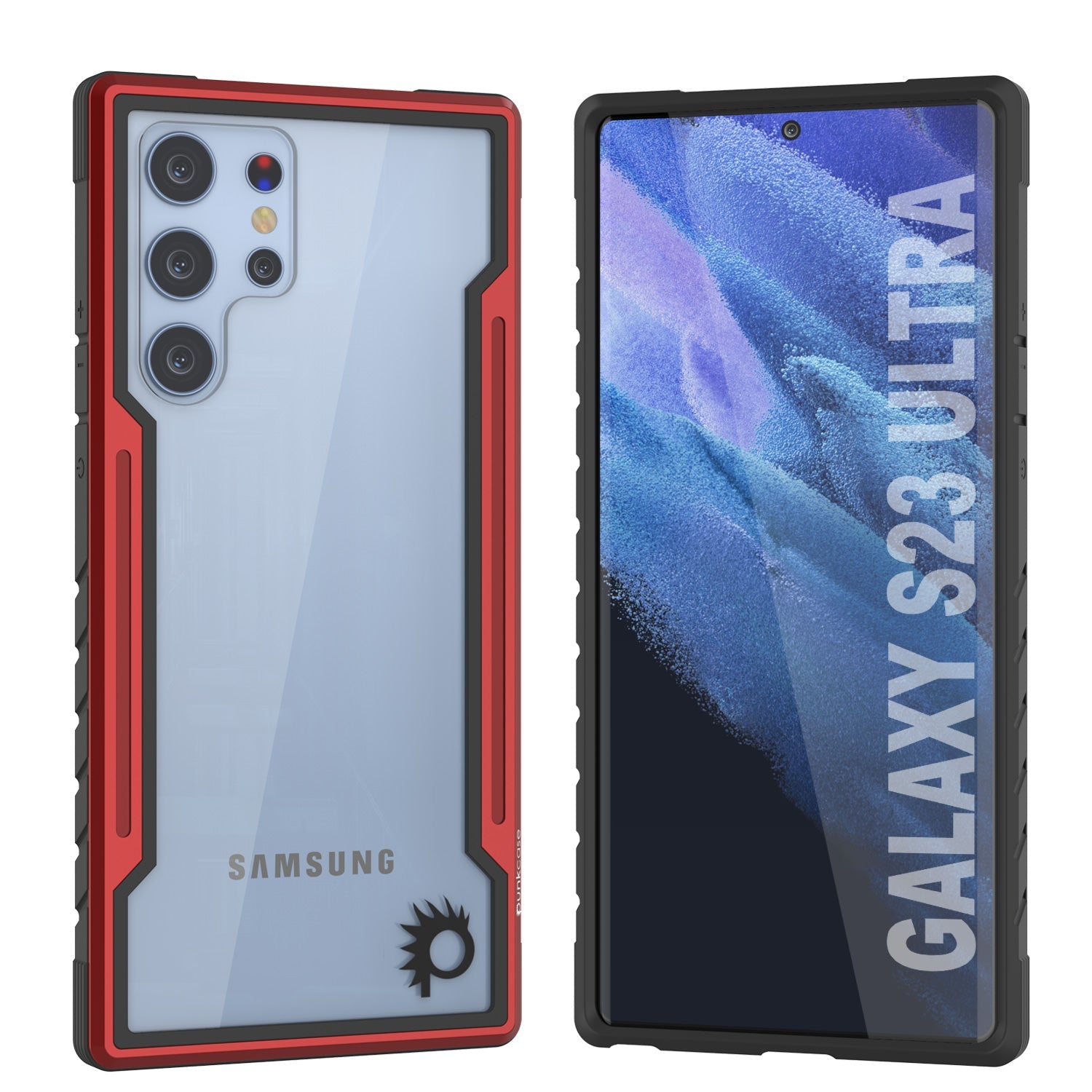 Capa de proteção Punkcase S23 Ultra Armor Stealth de alta segurança militar multicamadas [Vermelha]