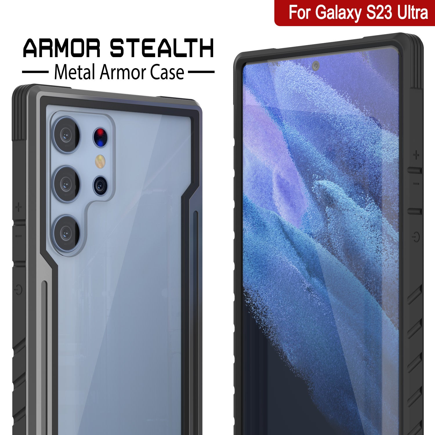 Capa de proteção militar de camada múltipla Punkcase S23 Ultra Armor Stealth [Cinza-Preto]