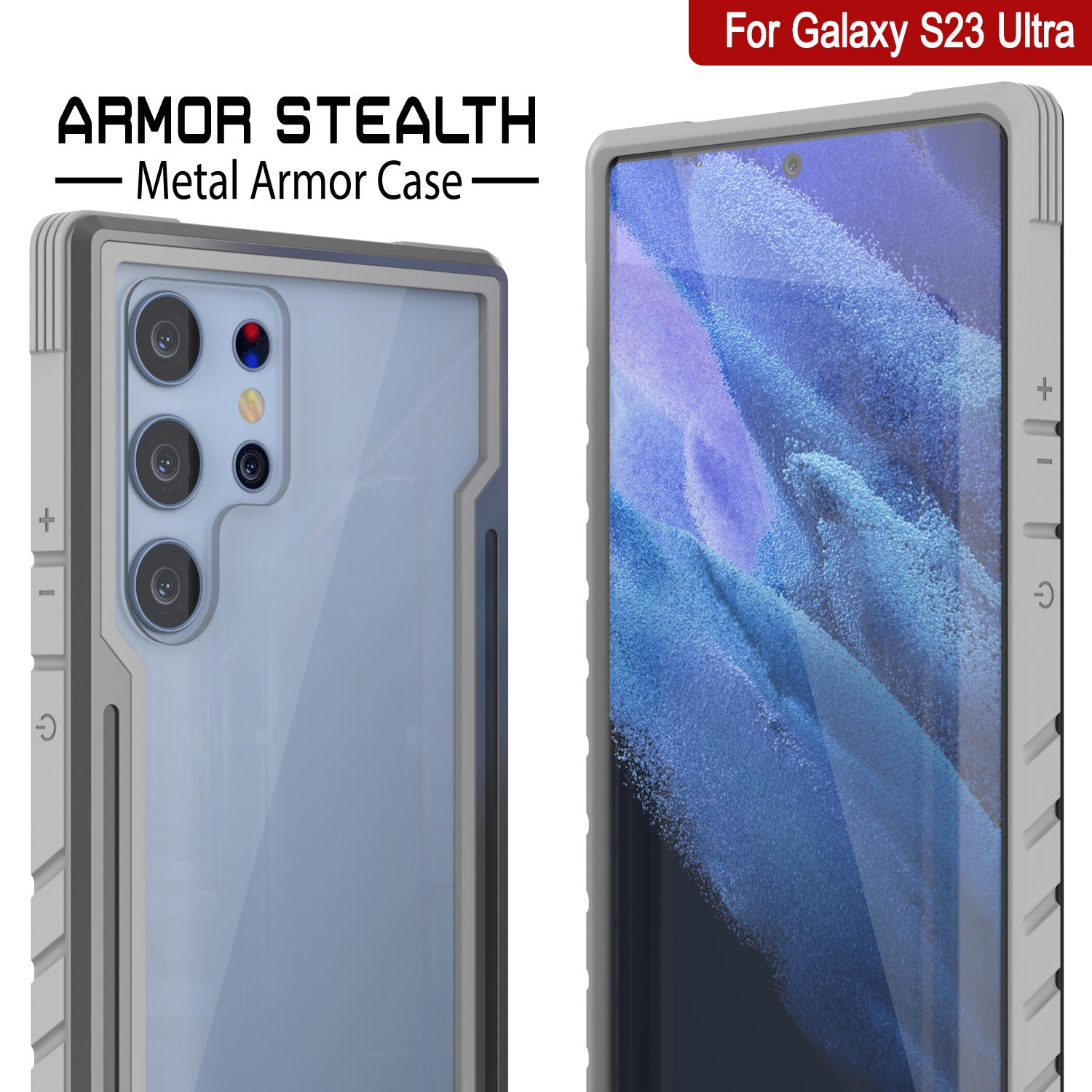 Capa de proteção blindada Punkcase S23 Ultra Armor Stealth de grau militar, cobertura multicamadas [Cinza]
