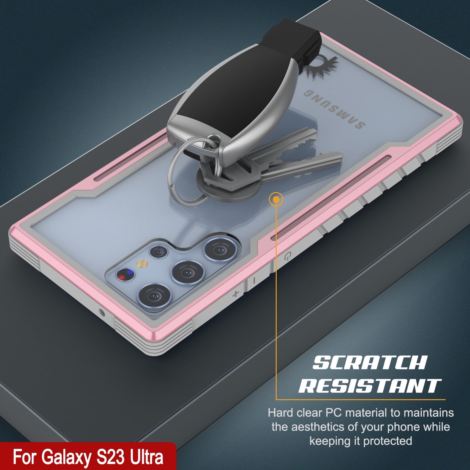 Capa protetora militar de camada múltipla Punkcase S23 Ultra Armor Stealth [Rose-Gold]