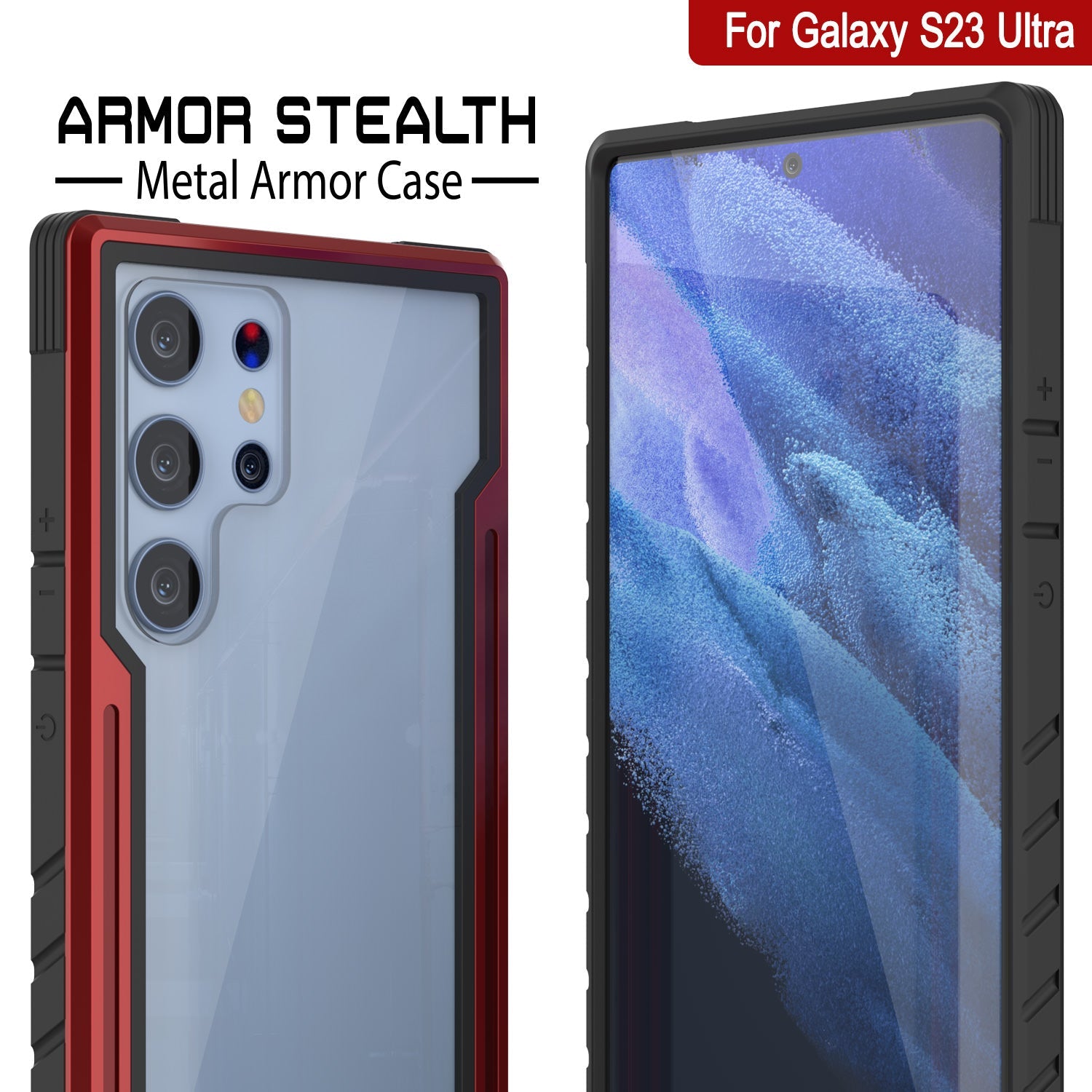 Capa de proteção Punkcase S23 Ultra Armor Stealth de alta segurança militar multicamadas [Vermelha]