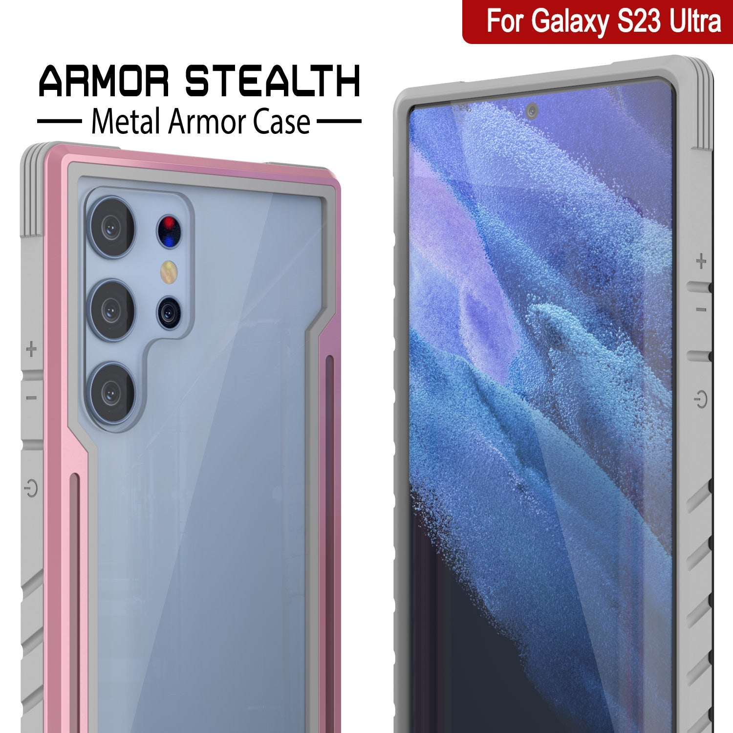 Capa protetora militar de camada múltipla Punkcase S23 Ultra Armor Stealth [Rose-Gold]