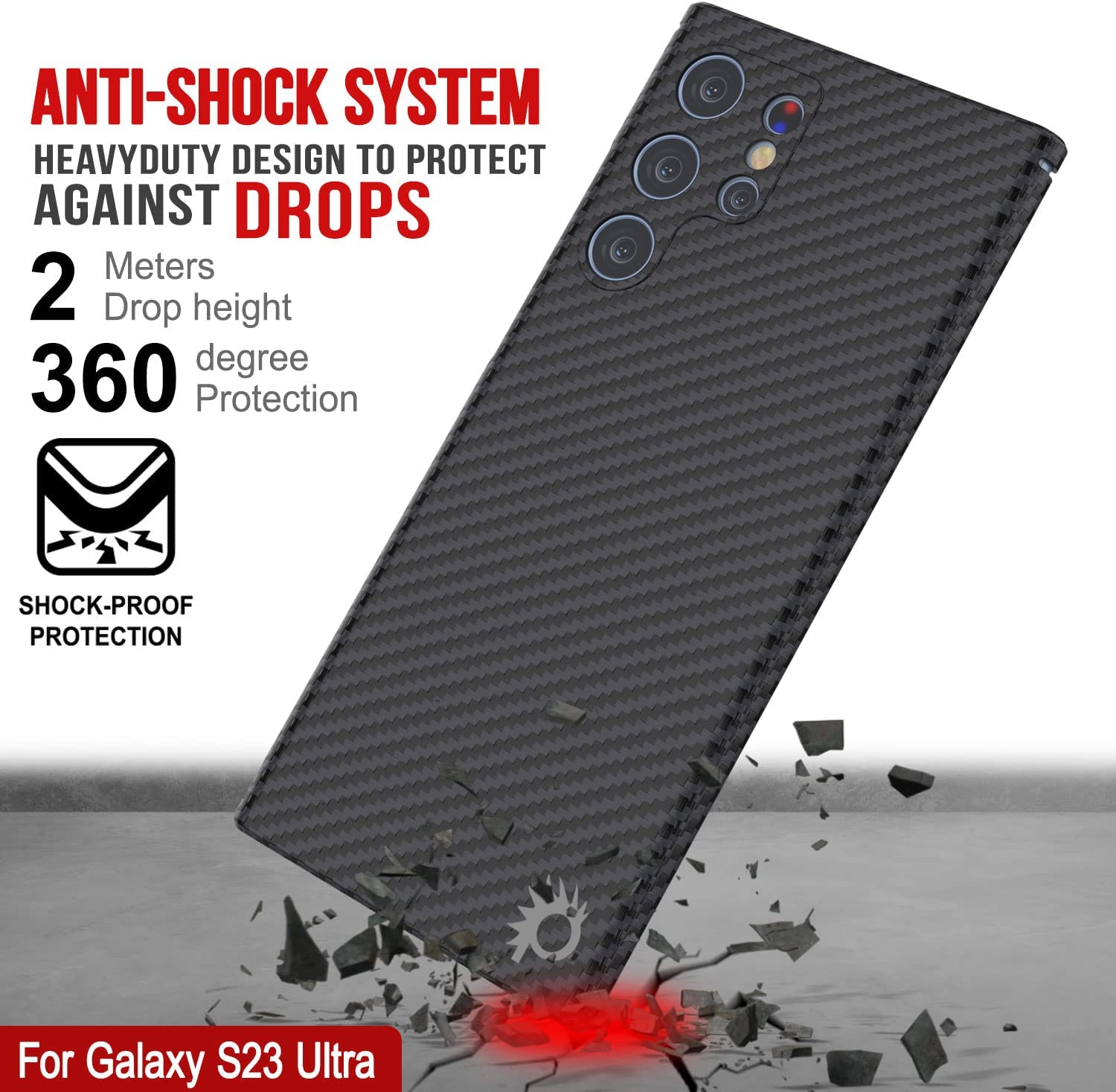 Capa de fibra de carbono ultrafina e leve Punkcase S23 [Série AramidShield] Kevlar.