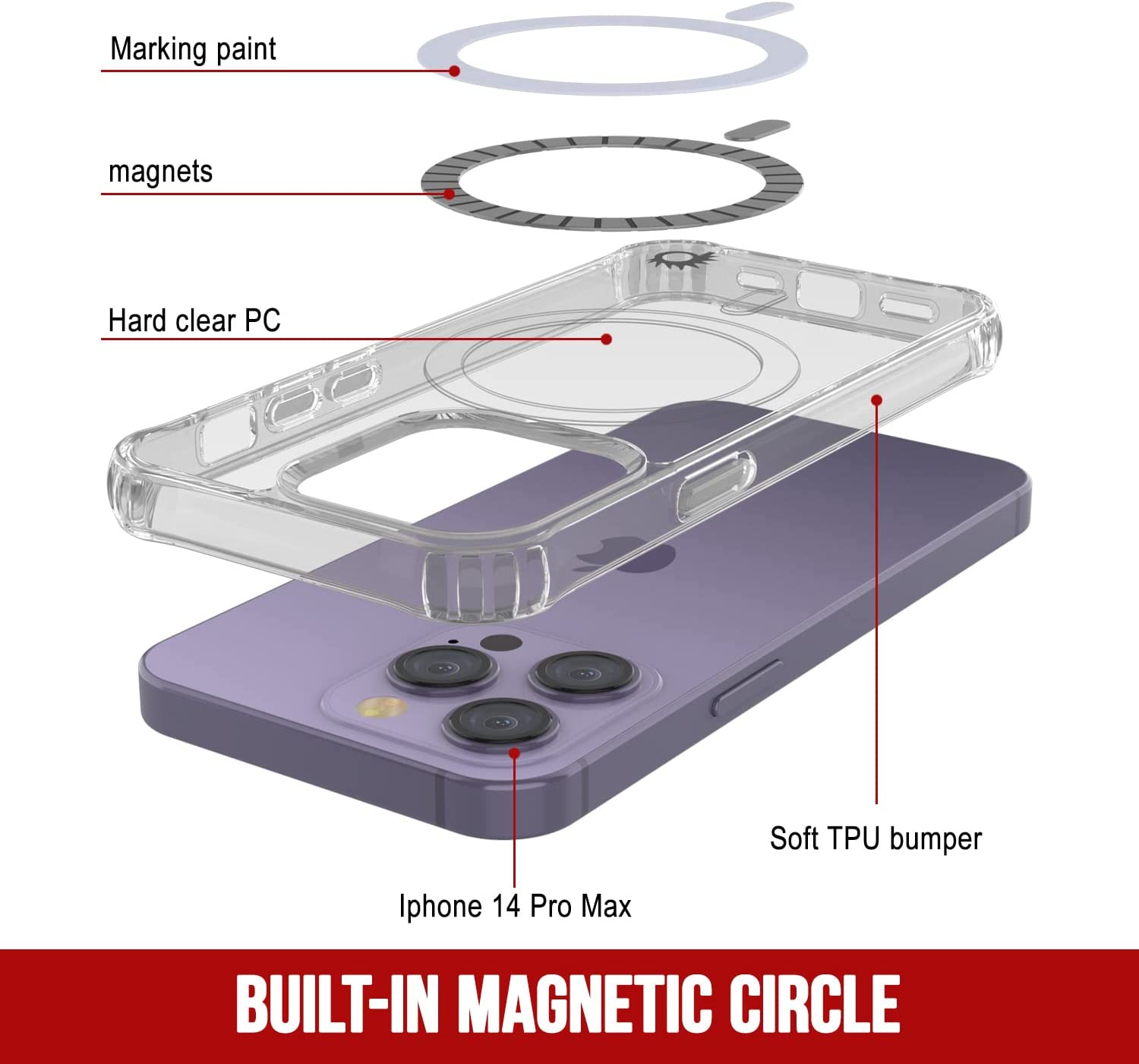 Punkcase iPhone 15 Pro Max Magnetic Wireless Charging Case [ClearMag Series]