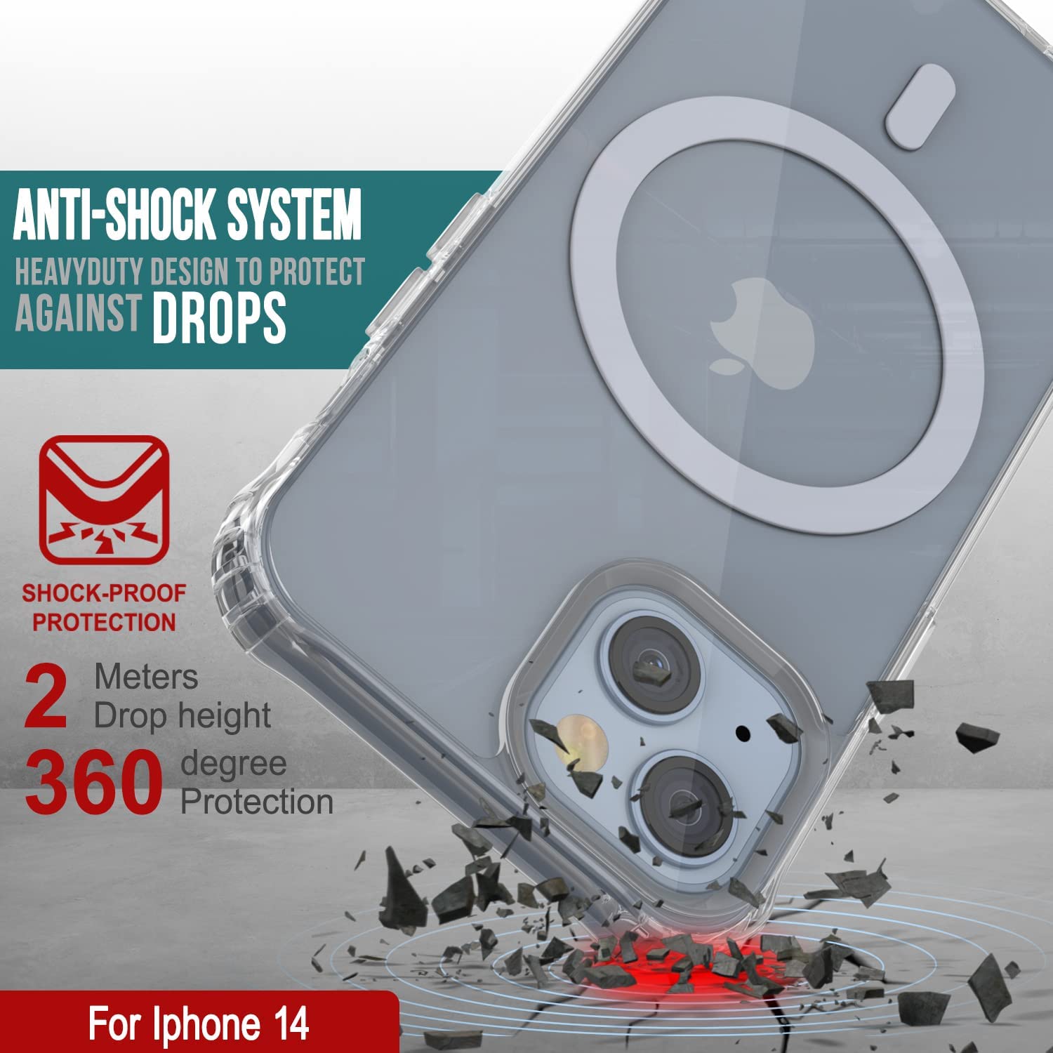 Punkcase iPhone 15 Magnetic Wireless Charging Case [ClearMag Series]