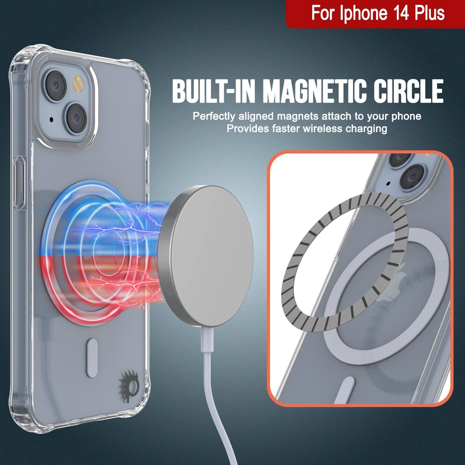 Capa de Carregamento Sem Fio Magnético Punkcase para iPhone 14 Plus [Série ClearMag]