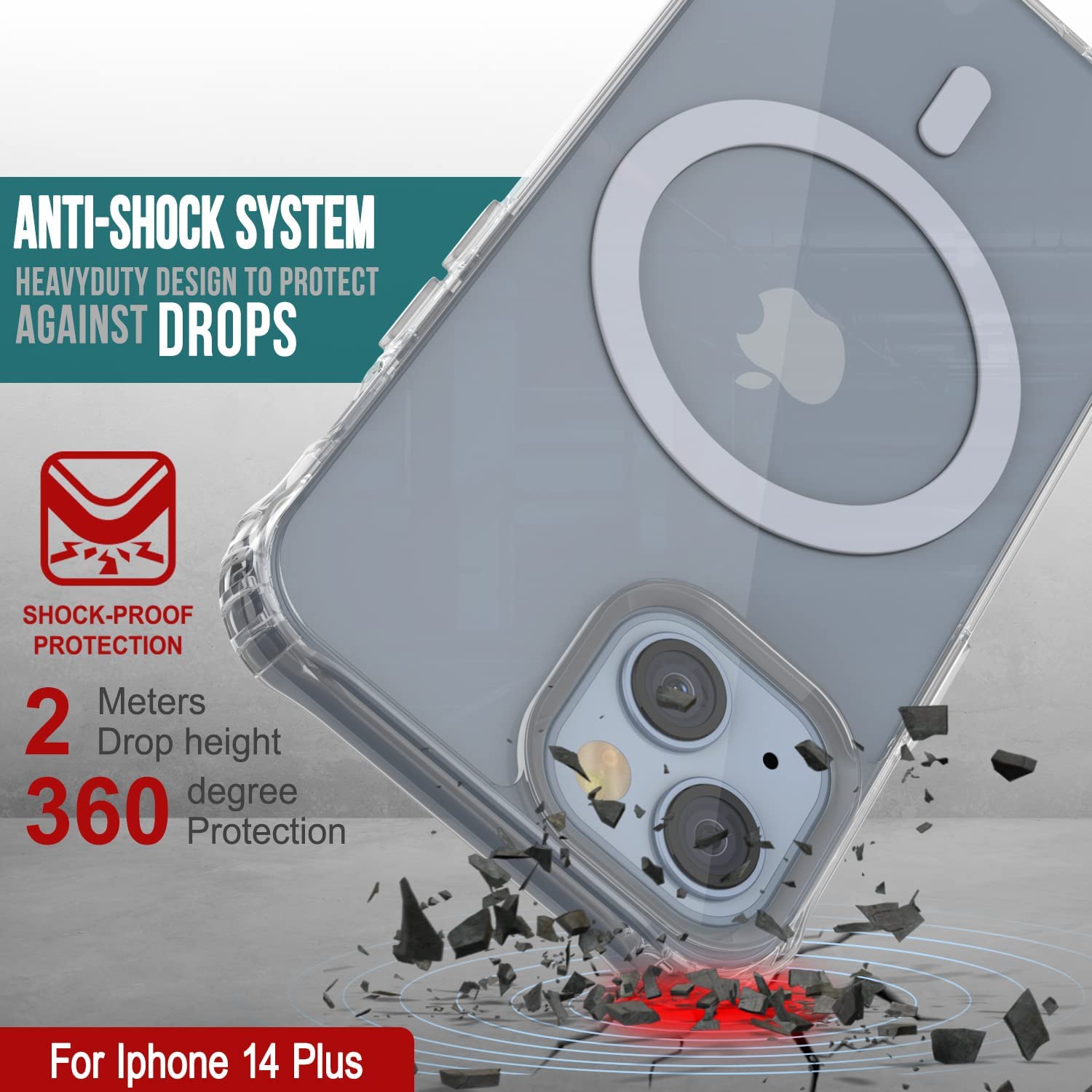 Capa de Carregamento Sem Fio Magnético Punkcase para iPhone 14 Plus [Série ClearMag]