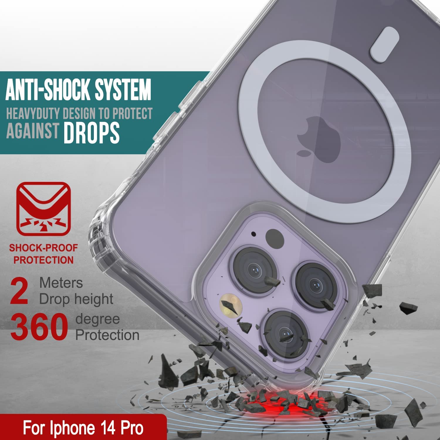 Capa de carregamento sem fio magnética Punkcase iPhone 14 Pro [Série ClearMag]