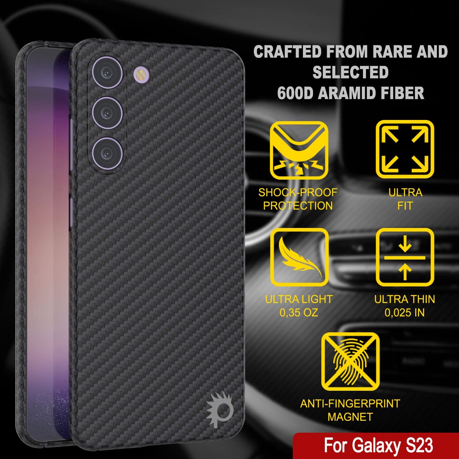 Capa em Fibra de Carbono Punkcase S23 [Série AramidShield] Ultra Fina e Leve em Kevlar