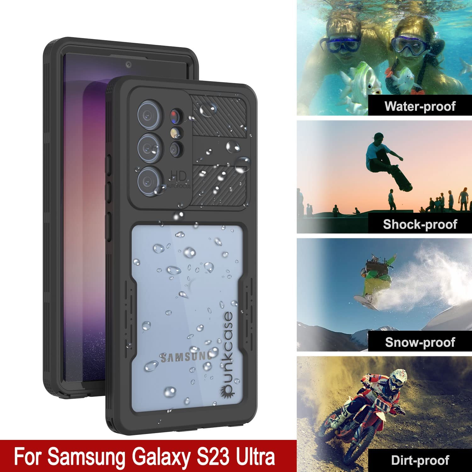 Capa à prova d'água para Galaxy S23 Ultra [Série Alpine 2.0] [Perfeito Ajuste] [Certificado IP68] [À Prova de Choque] [Preto]