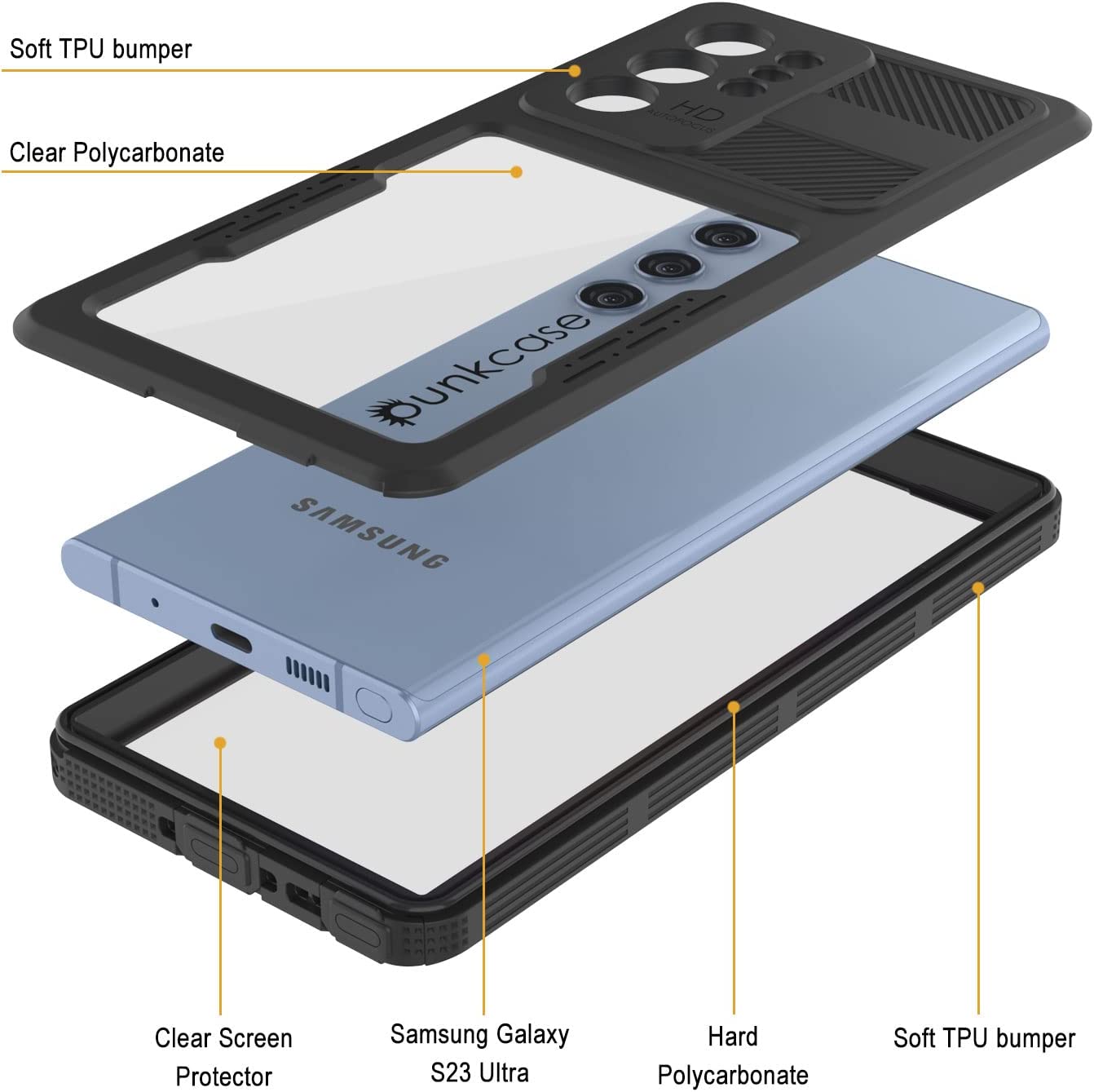 Capa à prova d'água para Galaxy S23 Ultra [Série Alpine 2.0] [Perfeito Ajuste] [Certificado IP68] [À Prova de Choque] [Preto]