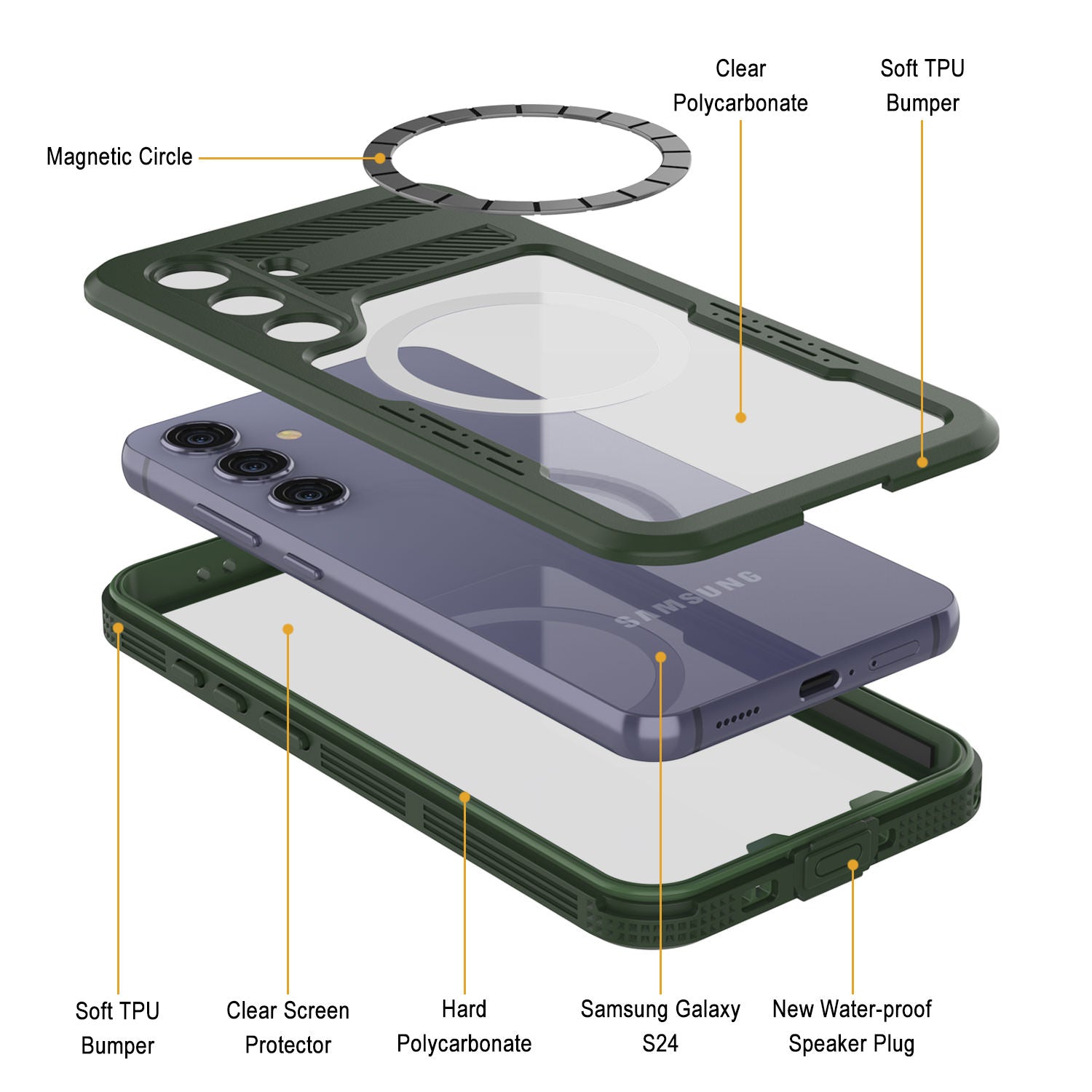 Galaxy S24 Ultra Waterproof Case [Alpine 2.0 Series] [Slim Fit] [IP68 Certified] [Shockproof] [Light Green]
