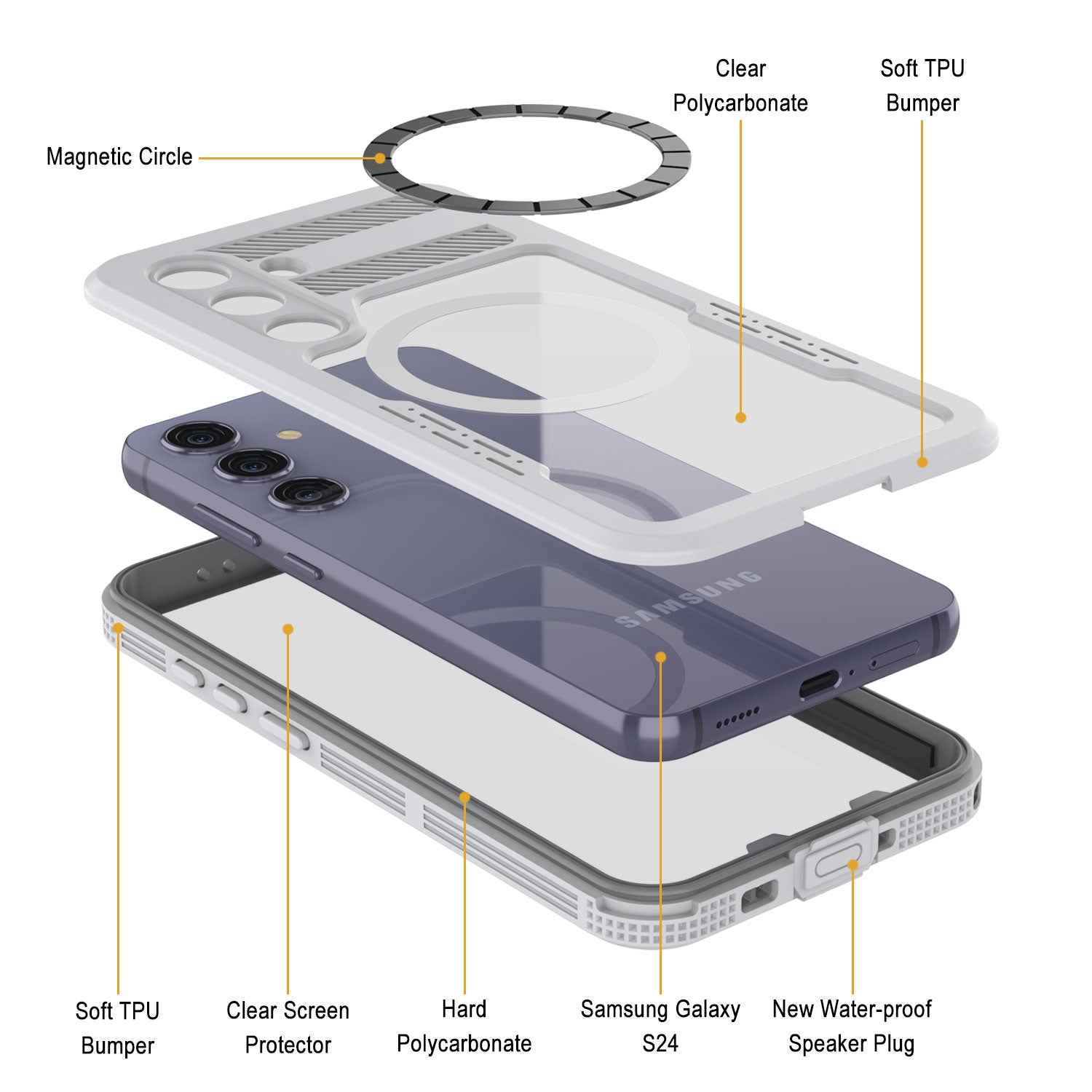 Galaxy S24 Ultra Waterproof Case [Alpine 2.0 Series] [Slim Fit] [IP68 Certified] [Shockproof] [White]