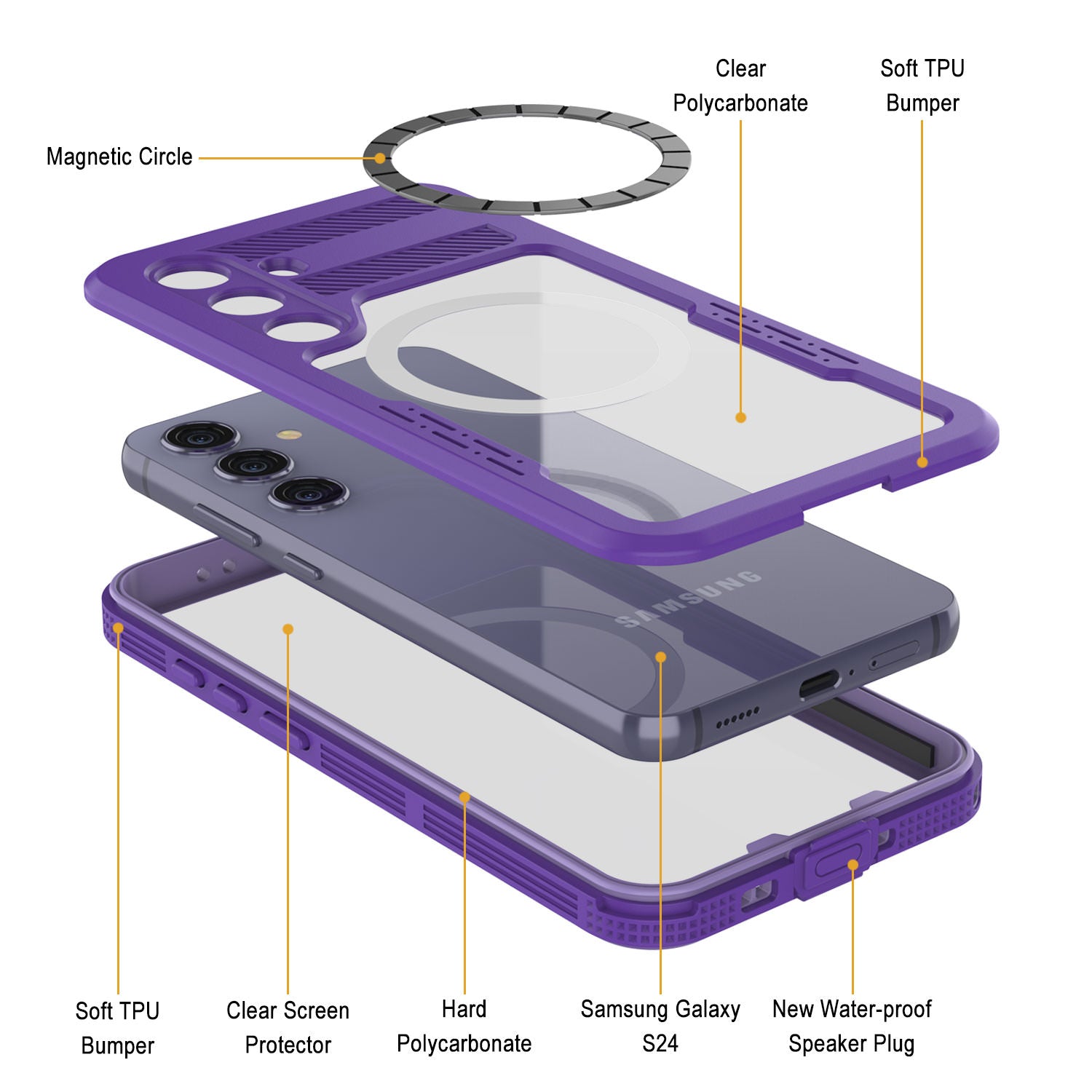 Galaxy S24 Ultra Waterproof Case [Alpine 2.0 Series] [Slim Fit] [IP68 Certified] [Shockproof] [Purple]