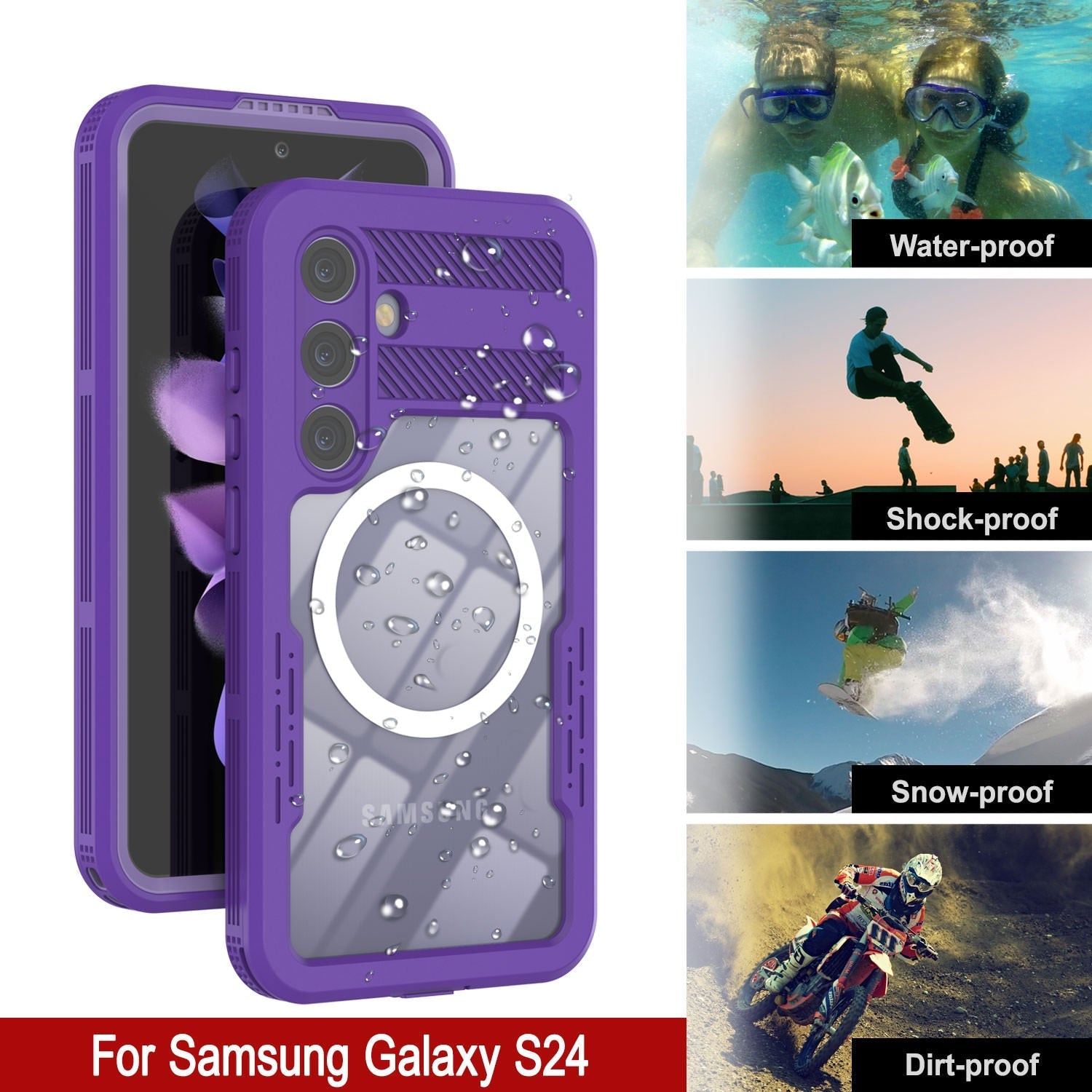 Galaxy S24 Waterproof Case [Alpine 2.0 Series] [Slim Fit] [IP68 Certified] [Shockproof] [Purple]