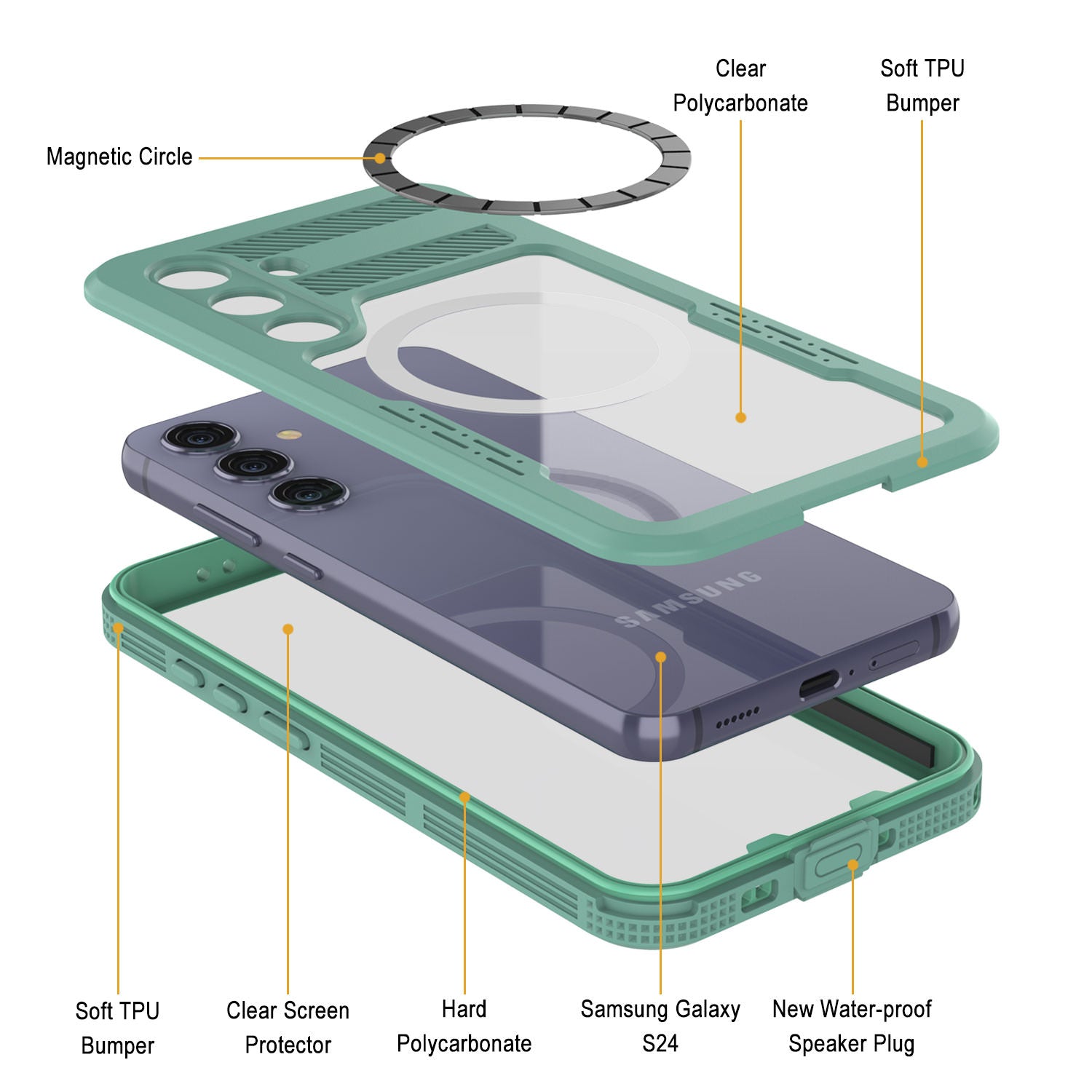 Galaxy S24 Waterproof Case [Alpine 2.0 Series] [Slim Fit] [IP68 Certified] [Shockproof] [Teal]