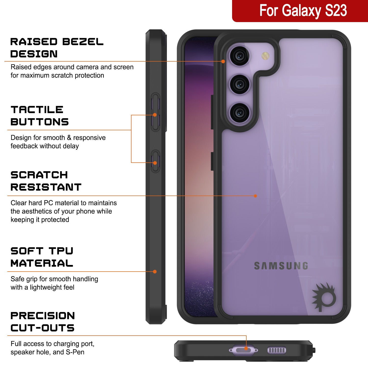 Capa Punkcase para Galaxy S23 [Série Lucid 2.0] [Ajuste Slim] [Costas Transparentes] c/ Protetor de Tela PunkShield