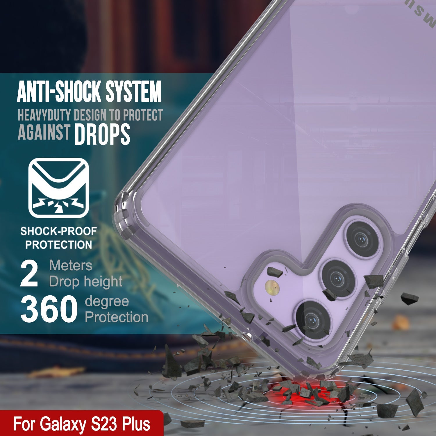 Capa Punkcase para Galaxy S23+ Plus [Série Lucid 2.0] [Ajuste Slim] [Fundo Transparente] com Protetor de Tela PunkShield