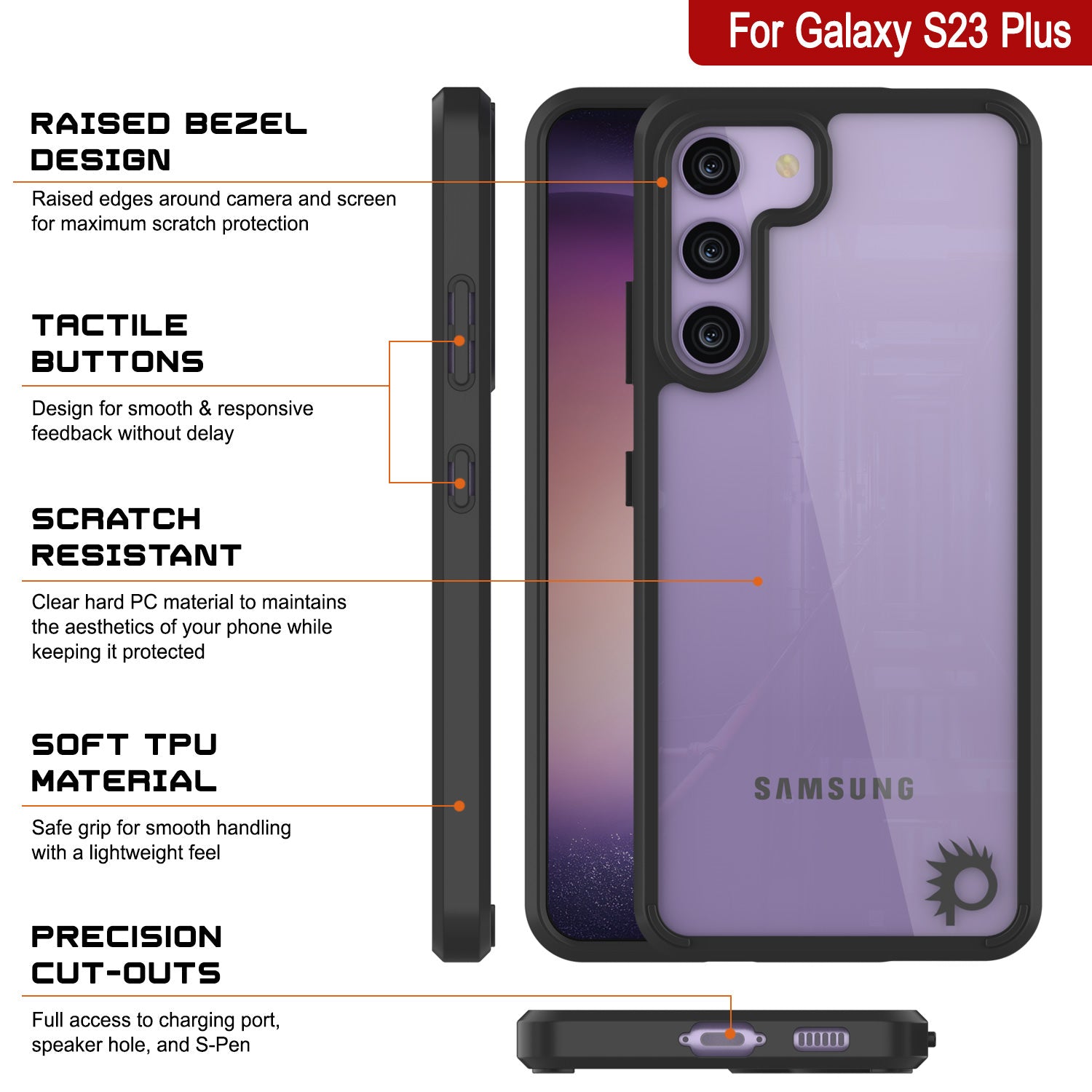 Capa Punkcase para Galaxy S23+ Plus [Série Lucid 2.0] [Ajuste Slim] [Fundo Transparente] com Protetor de Tela PunkShield