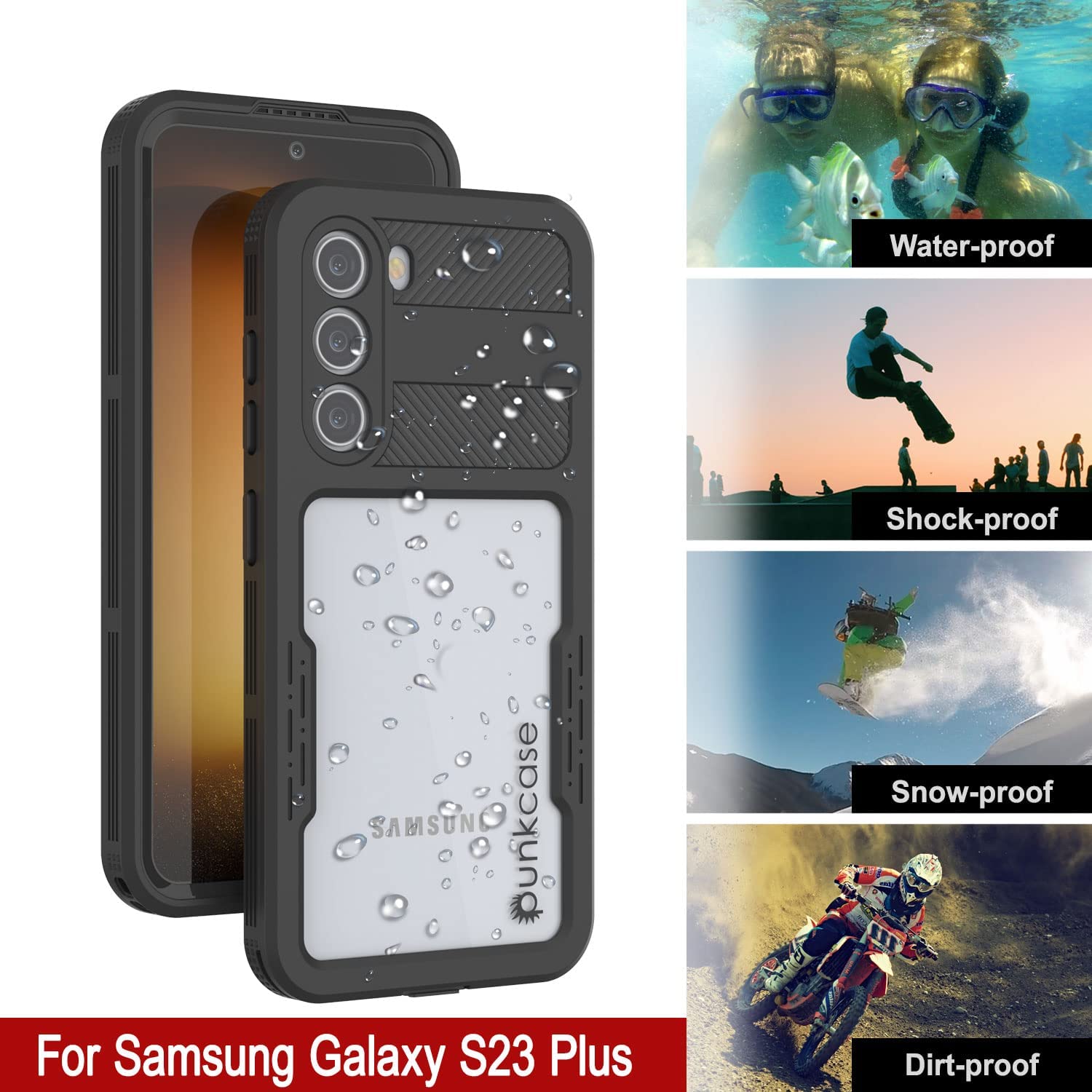 Capa à prova d'água Galaxy S23+ Plus [Série Alpine 2.0] [Ajuste fino] [Certificado IP68] [À prova de choque] [Preto]