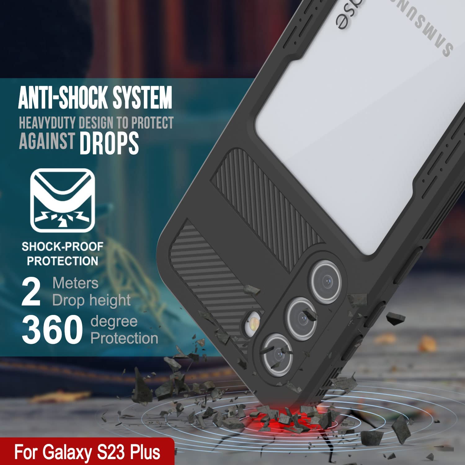 Capa à prova d'água Galaxy S23+ Plus [Série Alpine 2.0] [Ajuste fino] [Certificado IP68] [À prova de choque] [Preto]