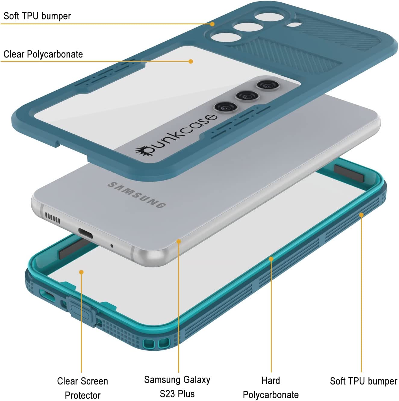 Capa à prova d'água Galaxy S23+ Plus [Série Alpine 2.0] [Ajuste Slim] [Certificado IP68] [Prova de choque] [Azul]