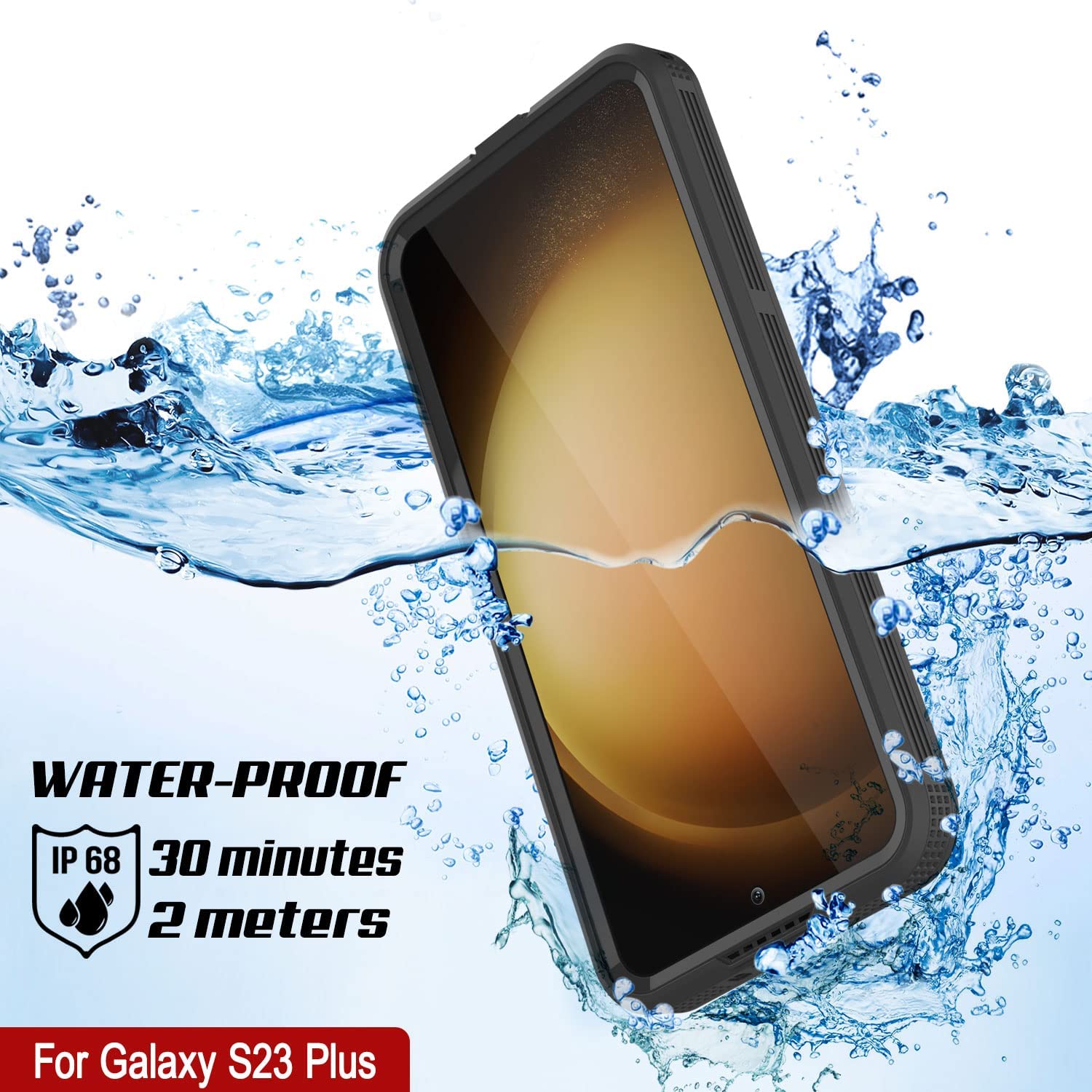 Capa à prova d'água Galaxy S23+ Plus [Série Alpine 2.0] [Ajuste fino] [Certificado IP68] [À prova de choque] [Preto]