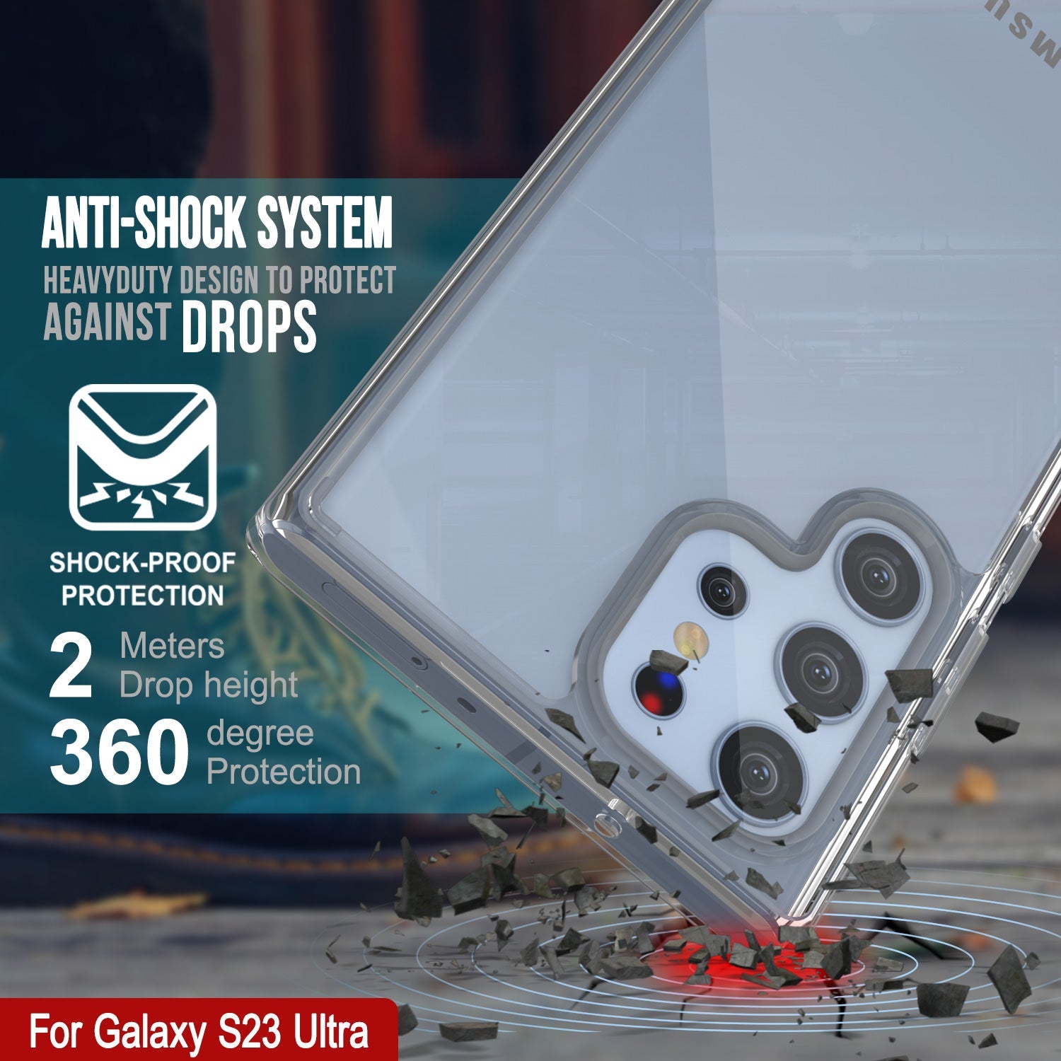 Capa Punkcase para Galaxy S23 Ultra [Série Lucid 2.0] [Ajuste Slim] [Costas Transparentes] com Protetor de Tela PunkShield
