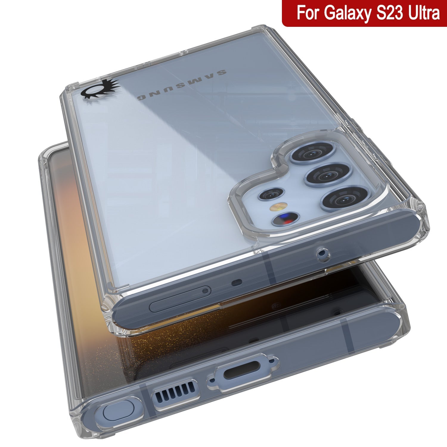 Capa Punkcase para Galaxy S23 Ultra [Série Lucid 2.0] [Ajuste Slim] [Costas Transparentes] com Protetor de Tela PunkShield