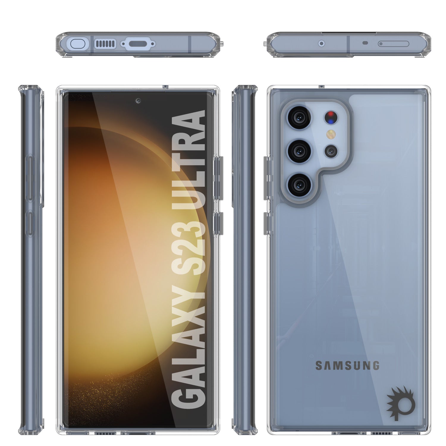 Capa Punkcase para Galaxy S23 Ultra [Série Lucid 2.0] [Ajuste Slim] [Costas Transparentes] com Protetor de Tela PunkShield