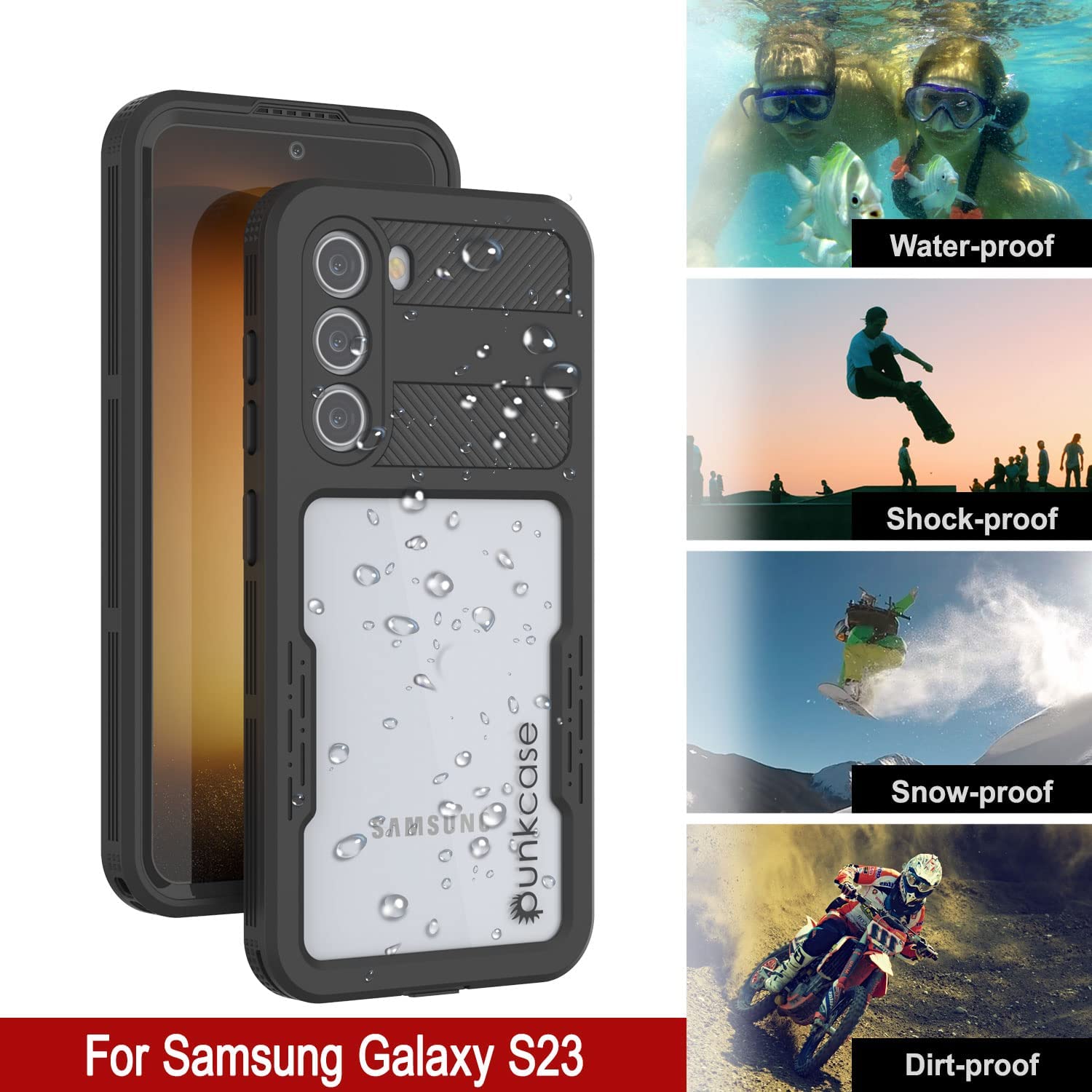Capa à prova d'água para Galaxy S23 [Série Alpine 2.0] [Ajuste Slim] [Certificado IP68] [Prova de Choque] [Preto]