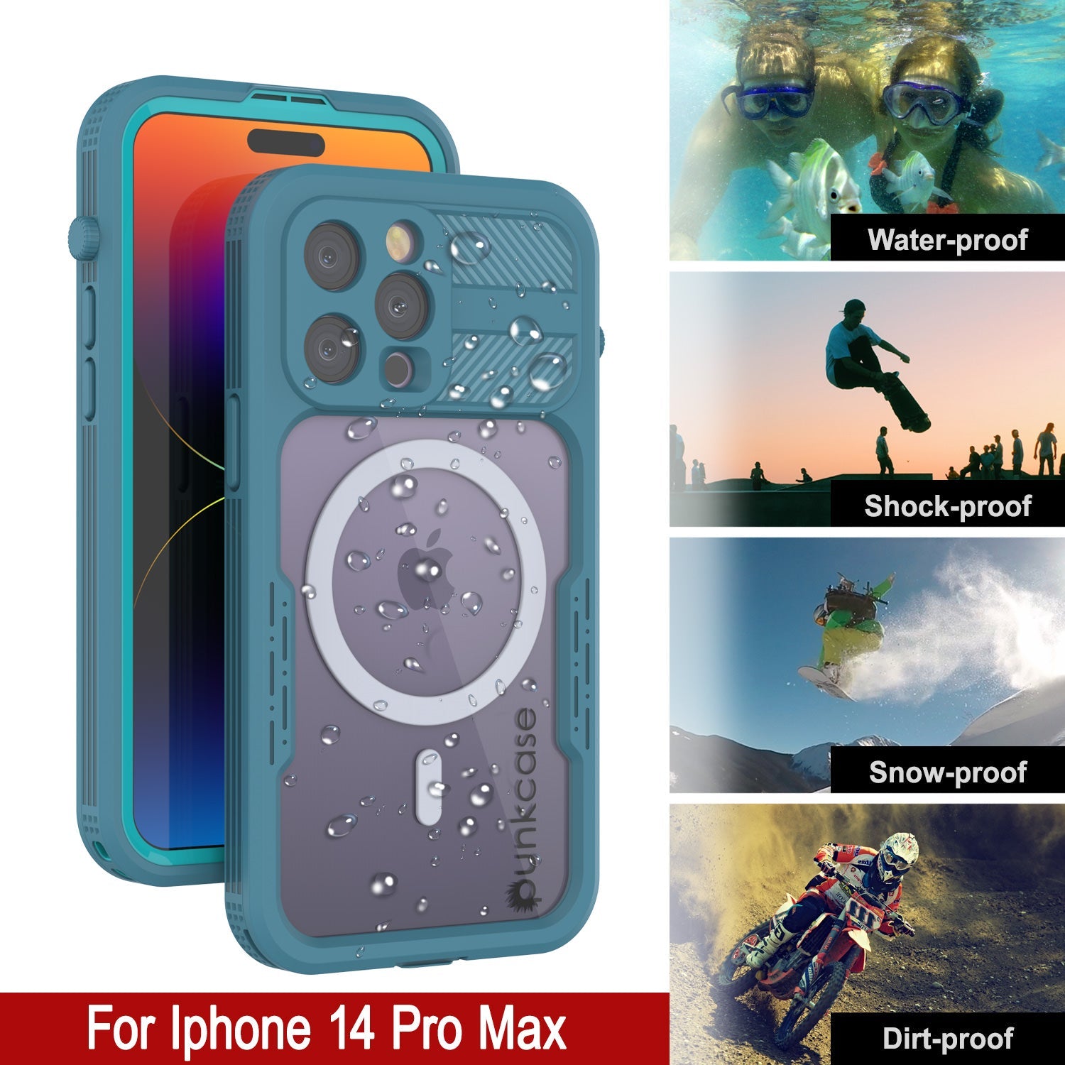 Capa à Prova d'Água para iPhone 14 Pro Max [Série Alpine 2.0] [Ajuste Slim] [Certificado IP68] [Anti-choque] [Azul]