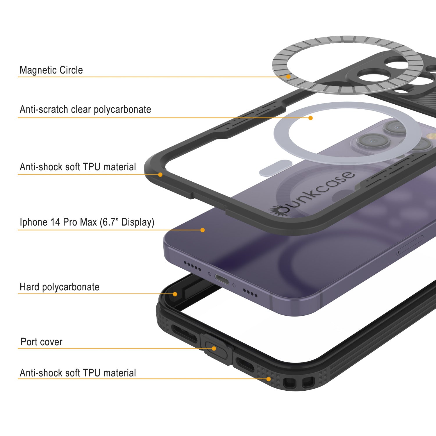 Capa à prova d'água para iPhone 14 Pro Max [Série Alpine 2.0] [Ajuste Slim] [Certificação IP68] [À Prova de Choque] [Preto]