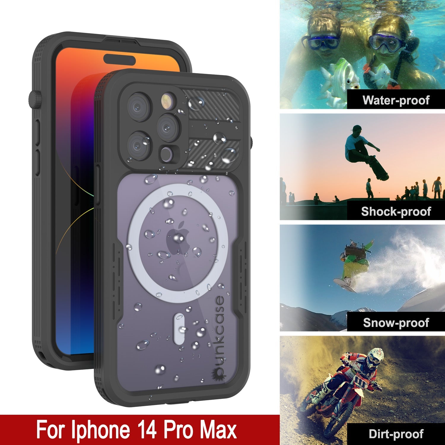 Capa à prova d'água para iPhone 14 Pro Max [Série Alpine 2.0] [Ajuste Slim] [Certificação IP68] [À Prova de Choque] [Preto]