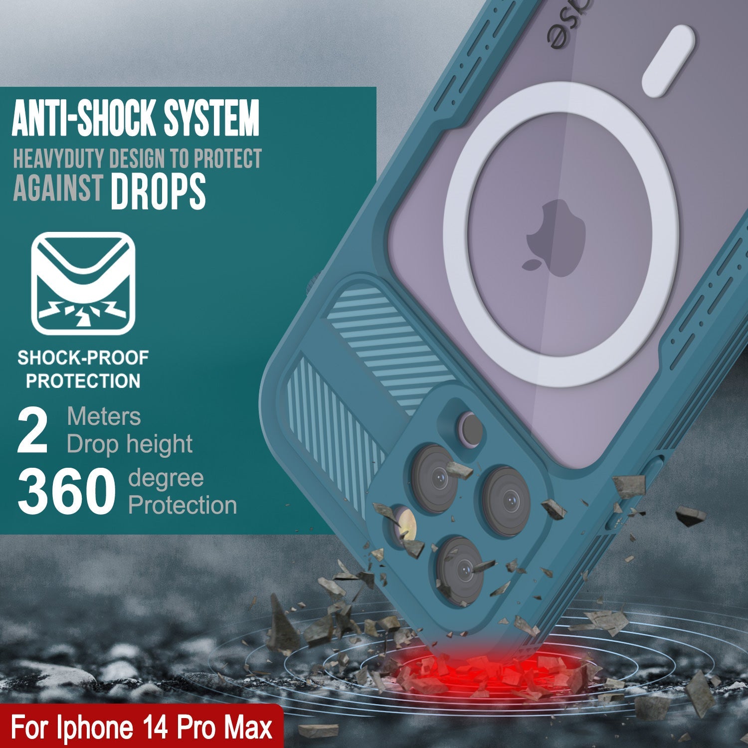 Capa à Prova d'Água para iPhone 14 Pro Max [Série Alpine 2.0] [Ajuste Slim] [Certificado IP68] [Anti-choque] [Azul]