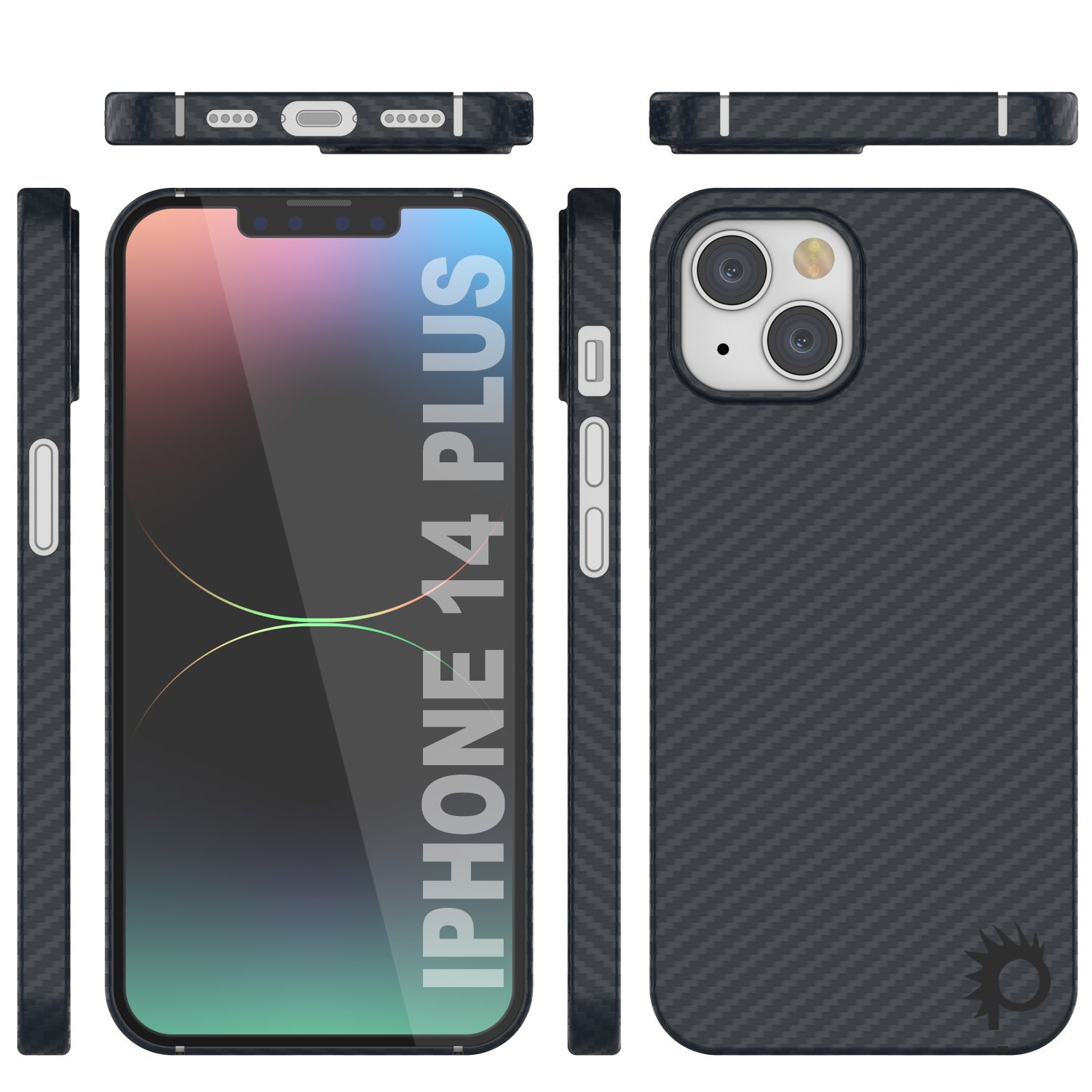 Capa Punkcase iPhone 14 Plus em Fibra de Carbono [Série AramidShield] Ultra Fina e Leve em Kevlar