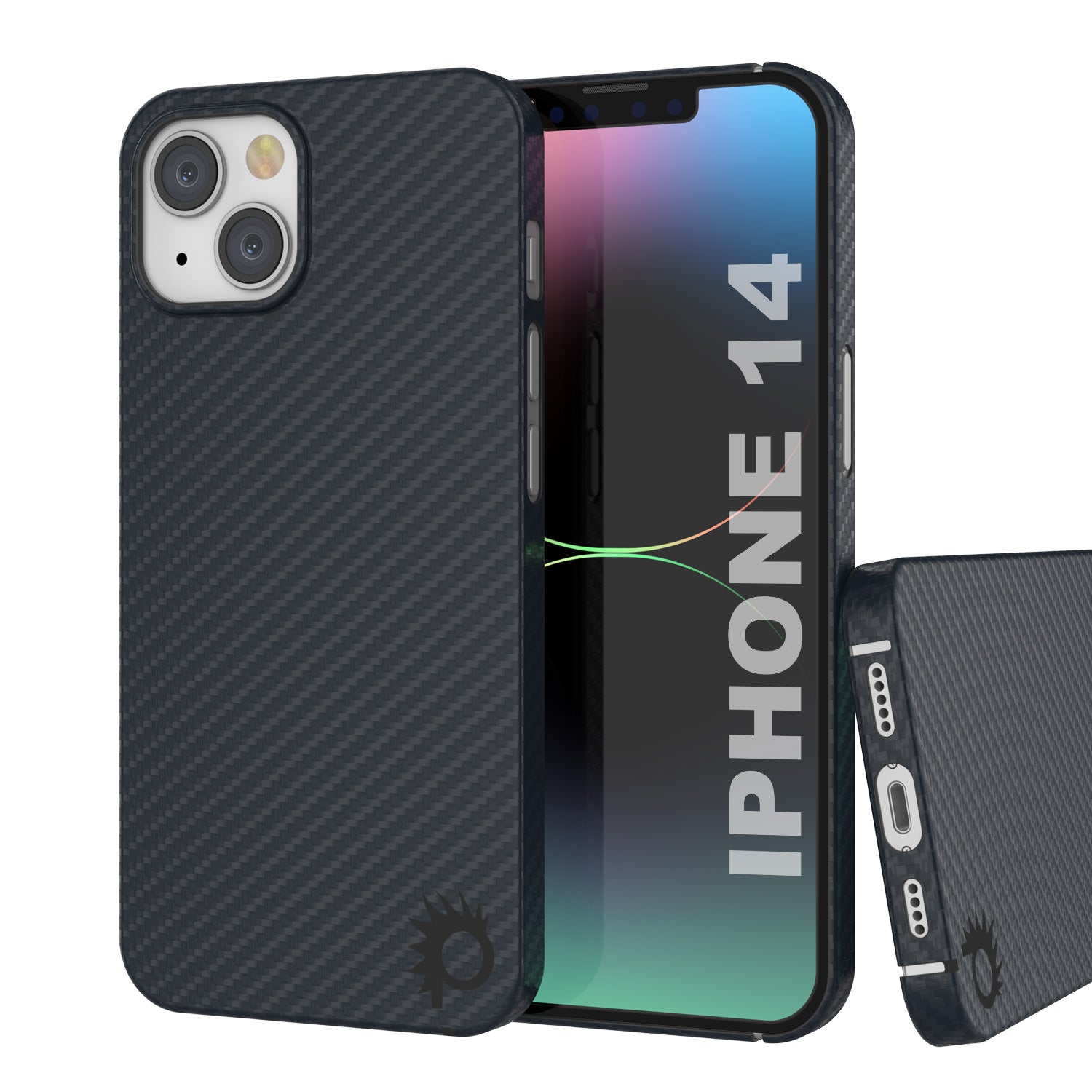 Capa de fibra de carbono Punkcase para iPhone 14 [Série AramidShield] Ultra Slim & Leve de Kevlar