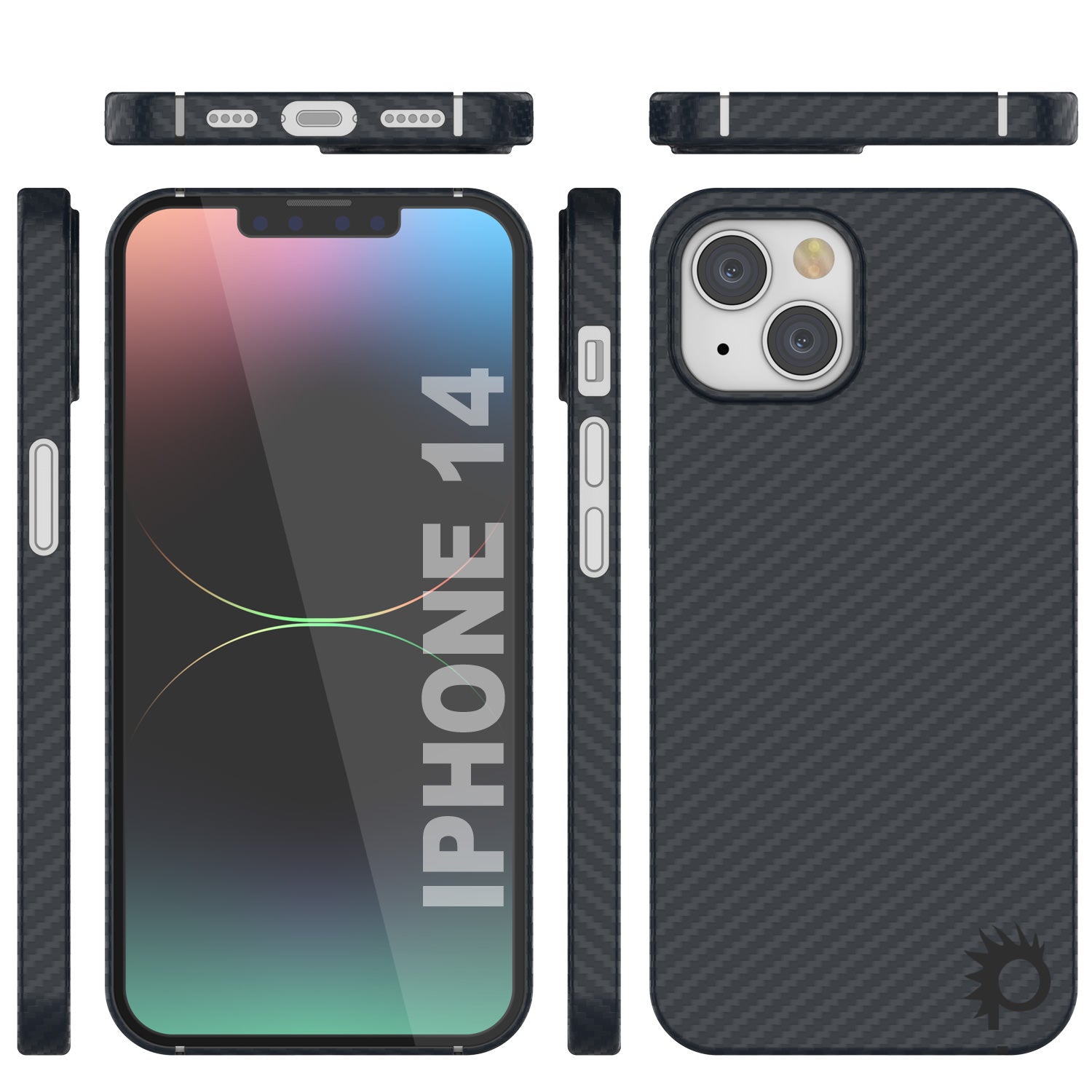Capa de fibra de carbono Punkcase para iPhone 14 [Série AramidShield] Ultra Slim & Leve de Kevlar