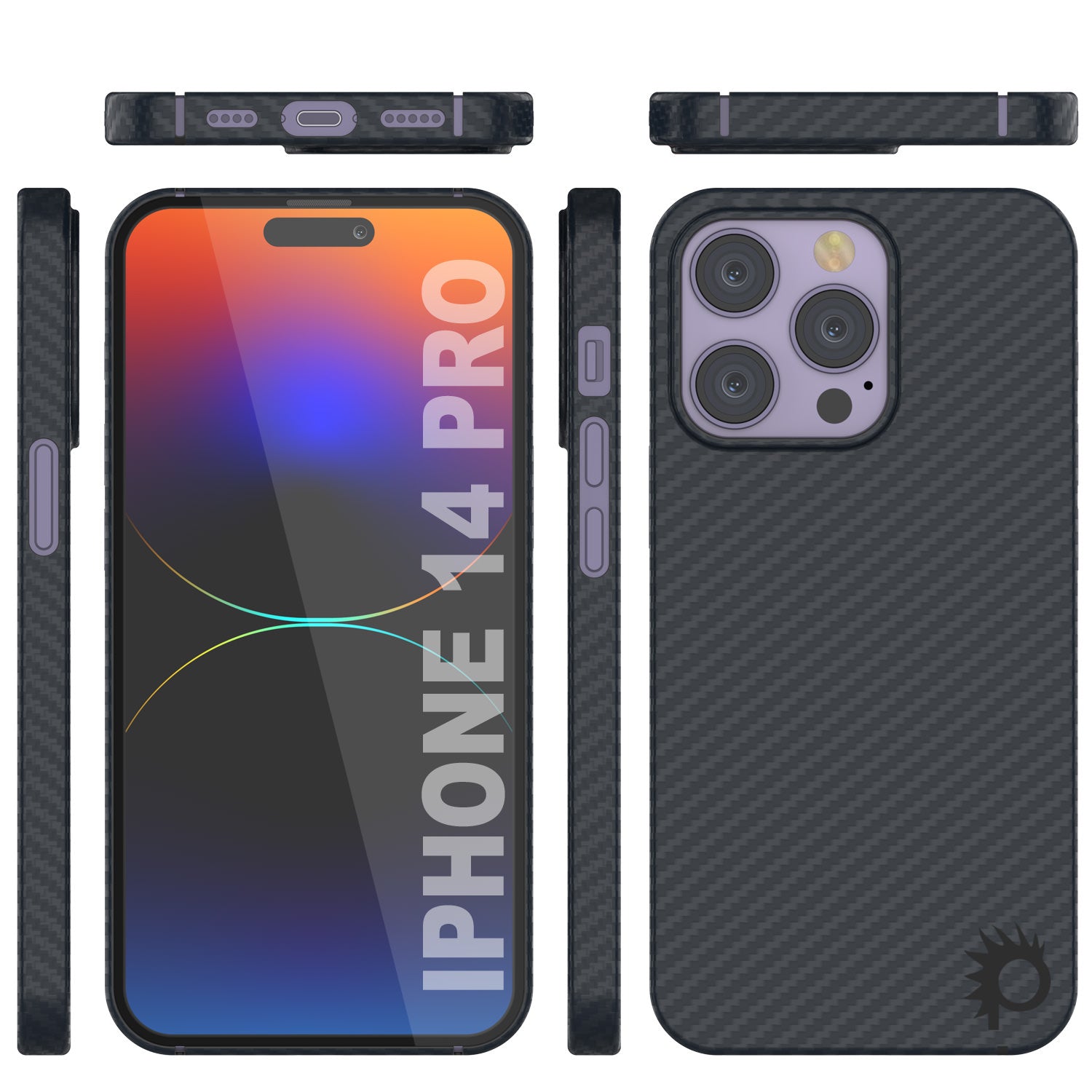 Capa de fibra de carbono Punkcase iPhone 14 Pro [Série AramidShield] Ultra Fino e Leve Kevlar