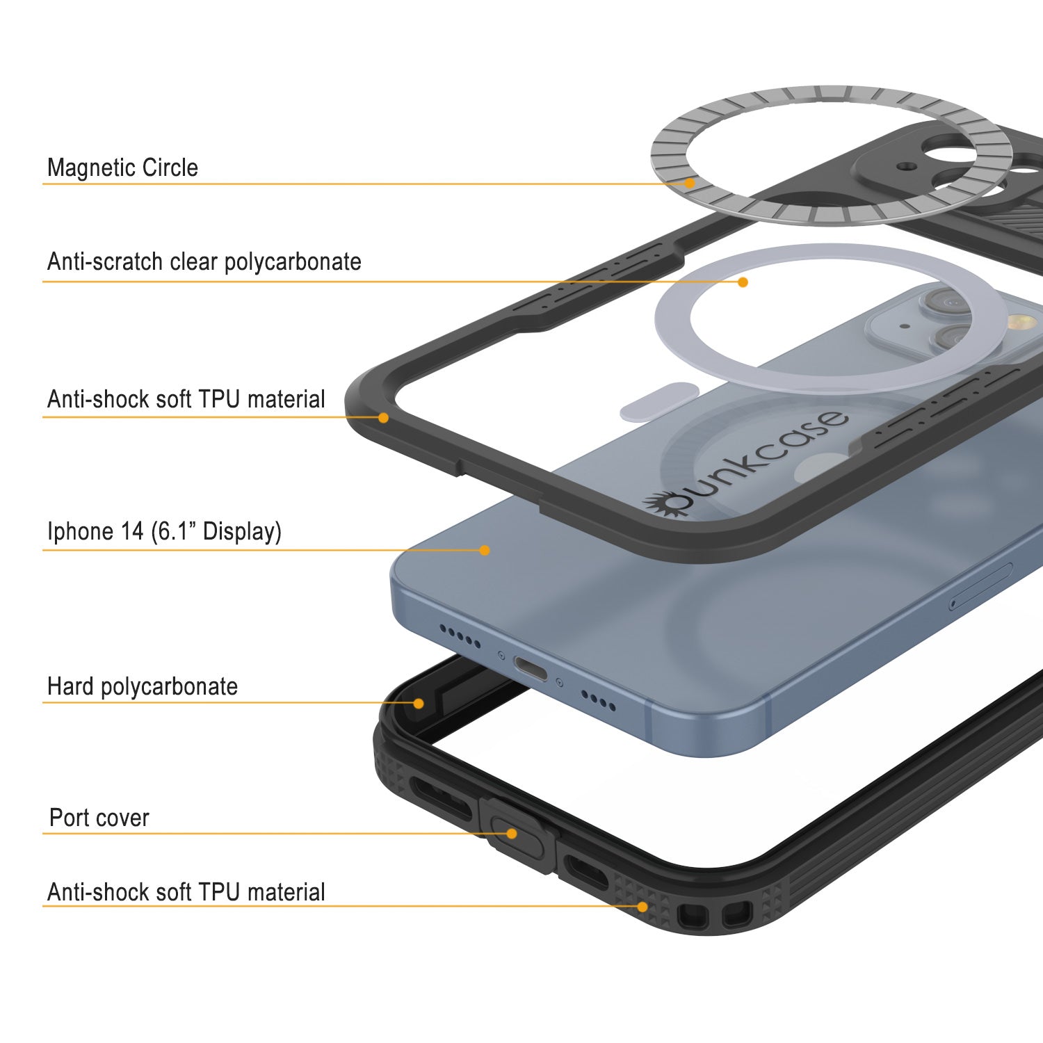 Capa à Prova d'Água para iPhone 14 [Série Alpine 2.0] [Ajuste Slim] [Certificado IP68] [Prova de Choque] [Preto]
