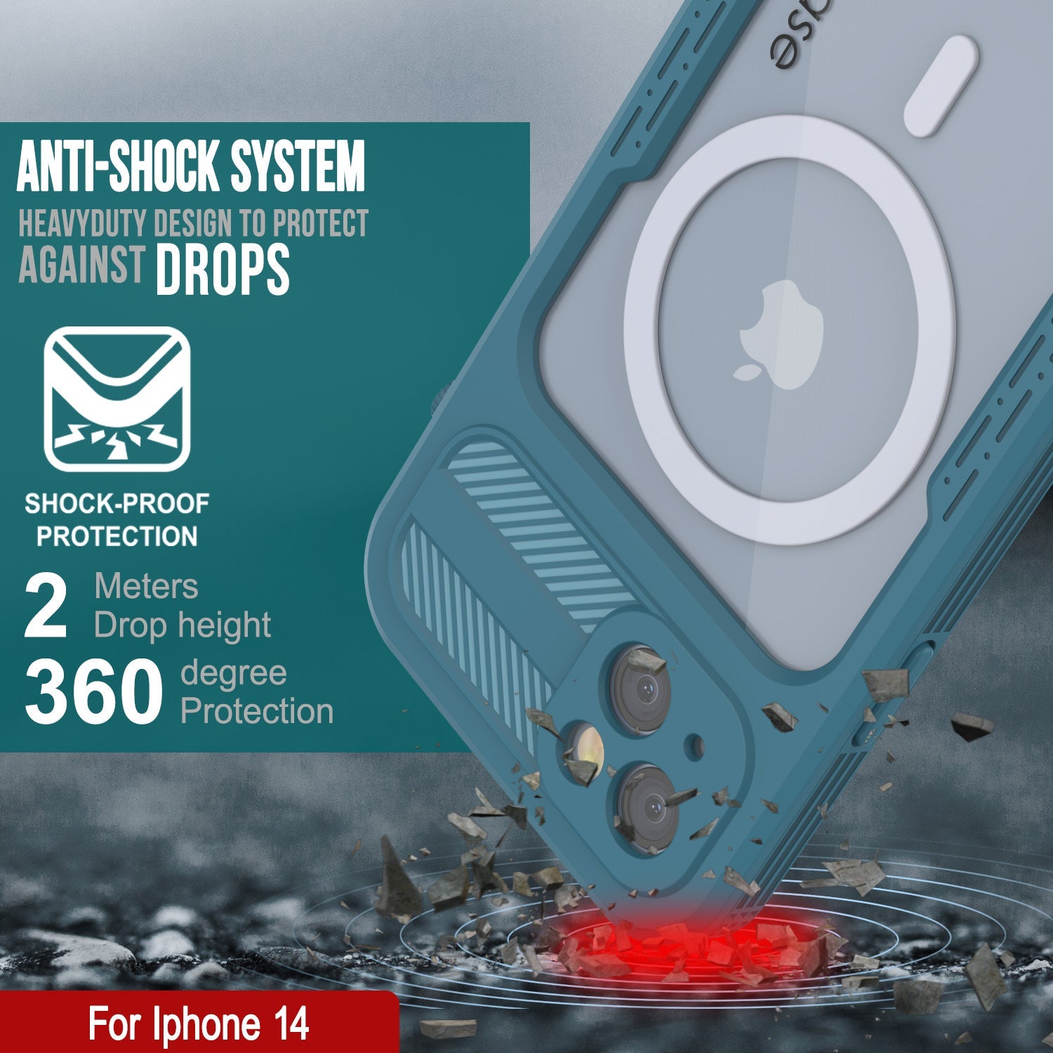 Capa à prova d'água para iPhone 14 [Série Alpine 2.0] [Ajuste Slim] [Certificado IP68] [à prova de choque] [Azul]