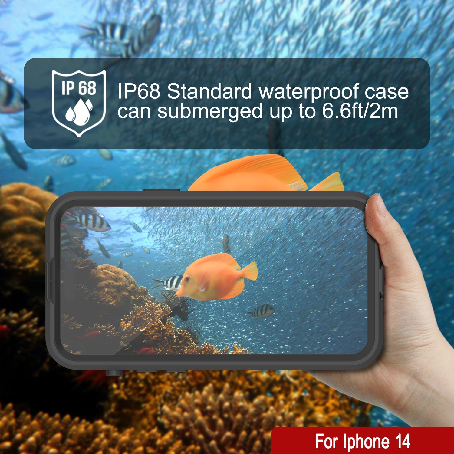 Capa à Prova d'Água para iPhone 14 [Série Alpine 2.0] [Ajuste Slim] [Certificado IP68] [Prova de Choque] [Preto]