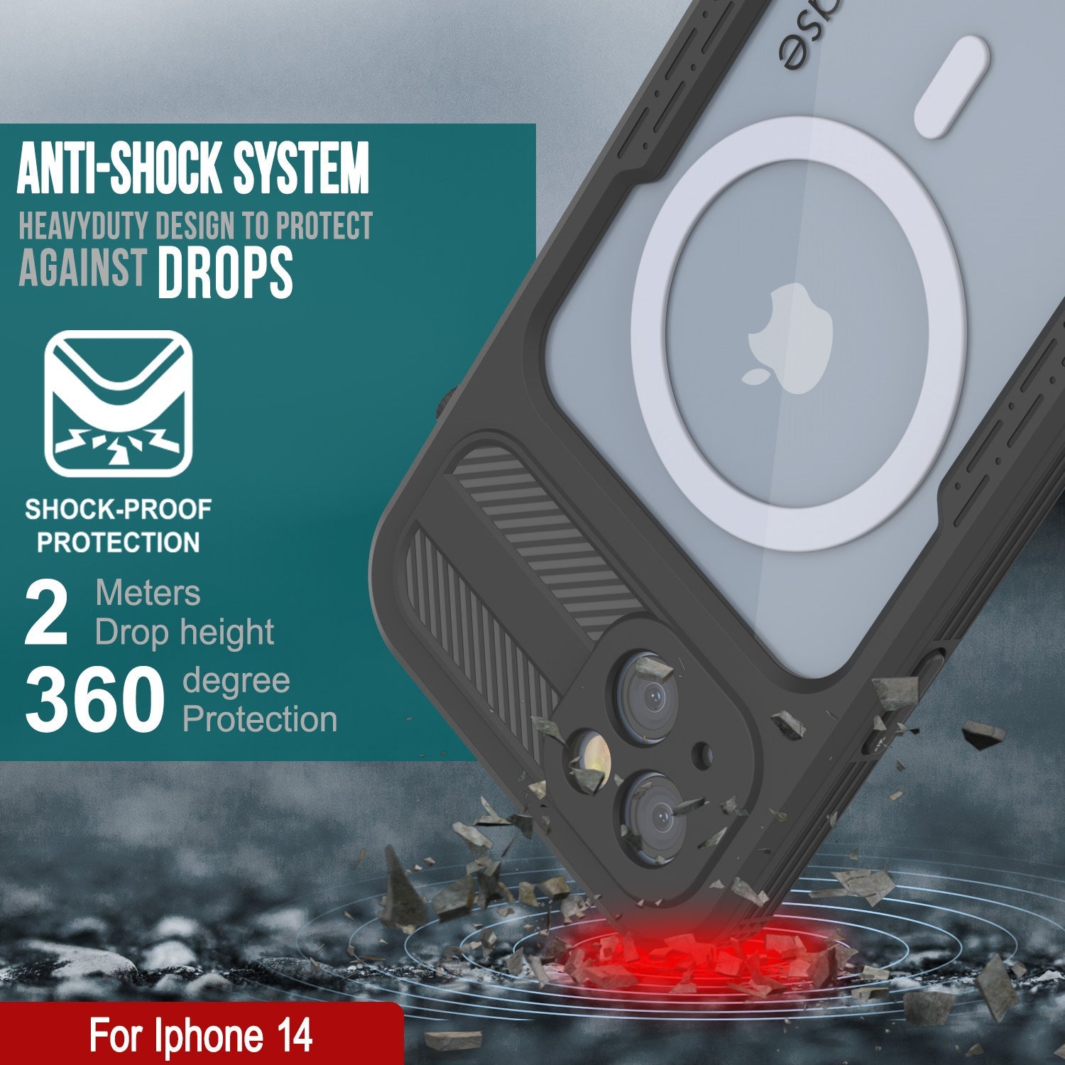 Capa à Prova d'Água para iPhone 14 [Série Alpine 2.0] [Ajuste Slim] [Certificado IP68] [Prova de Choque] [Preto]