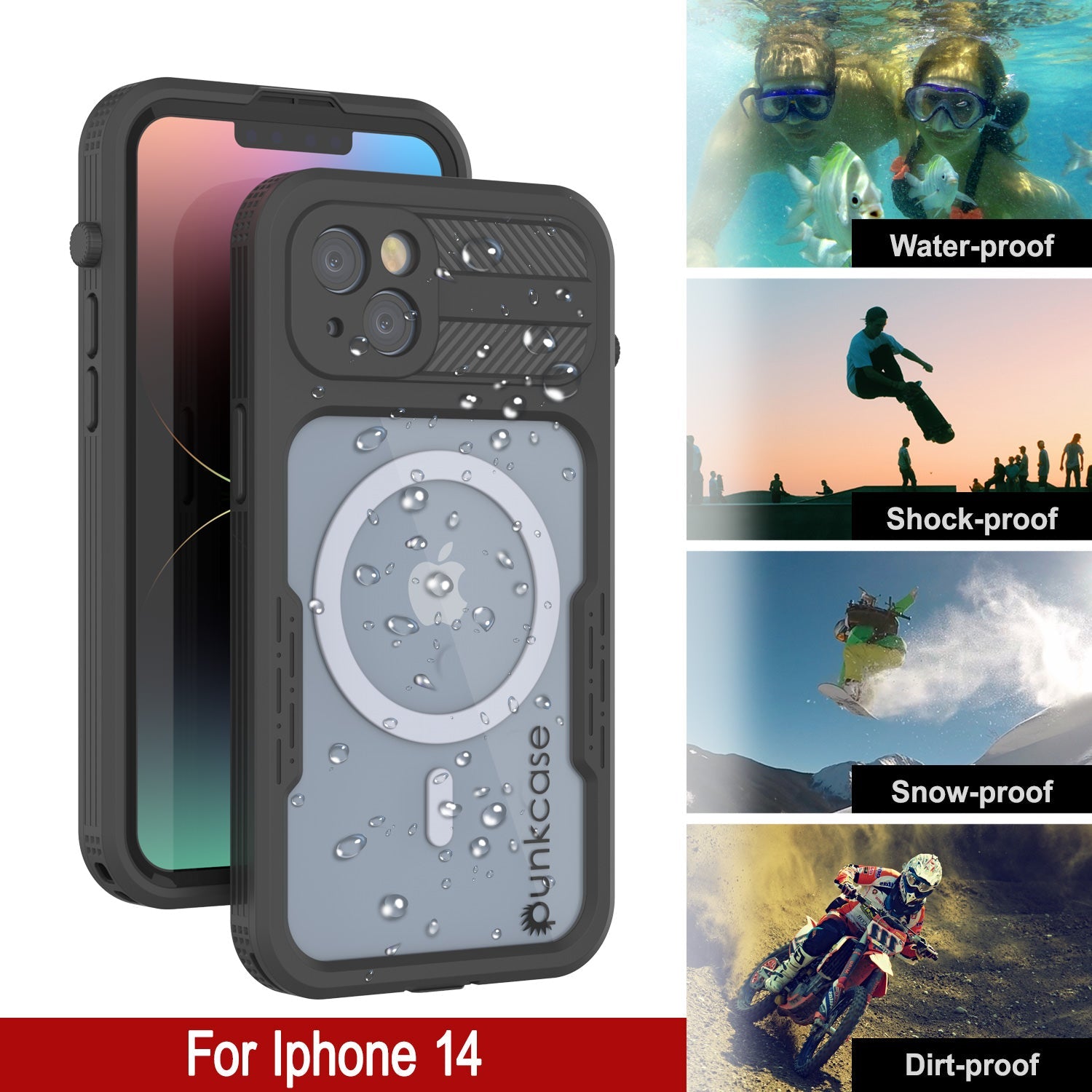 Capa à Prova d'Água para iPhone 14 [Série Alpine 2.0] [Ajuste Slim] [Certificado IP68] [Prova de Choque] [Preto]