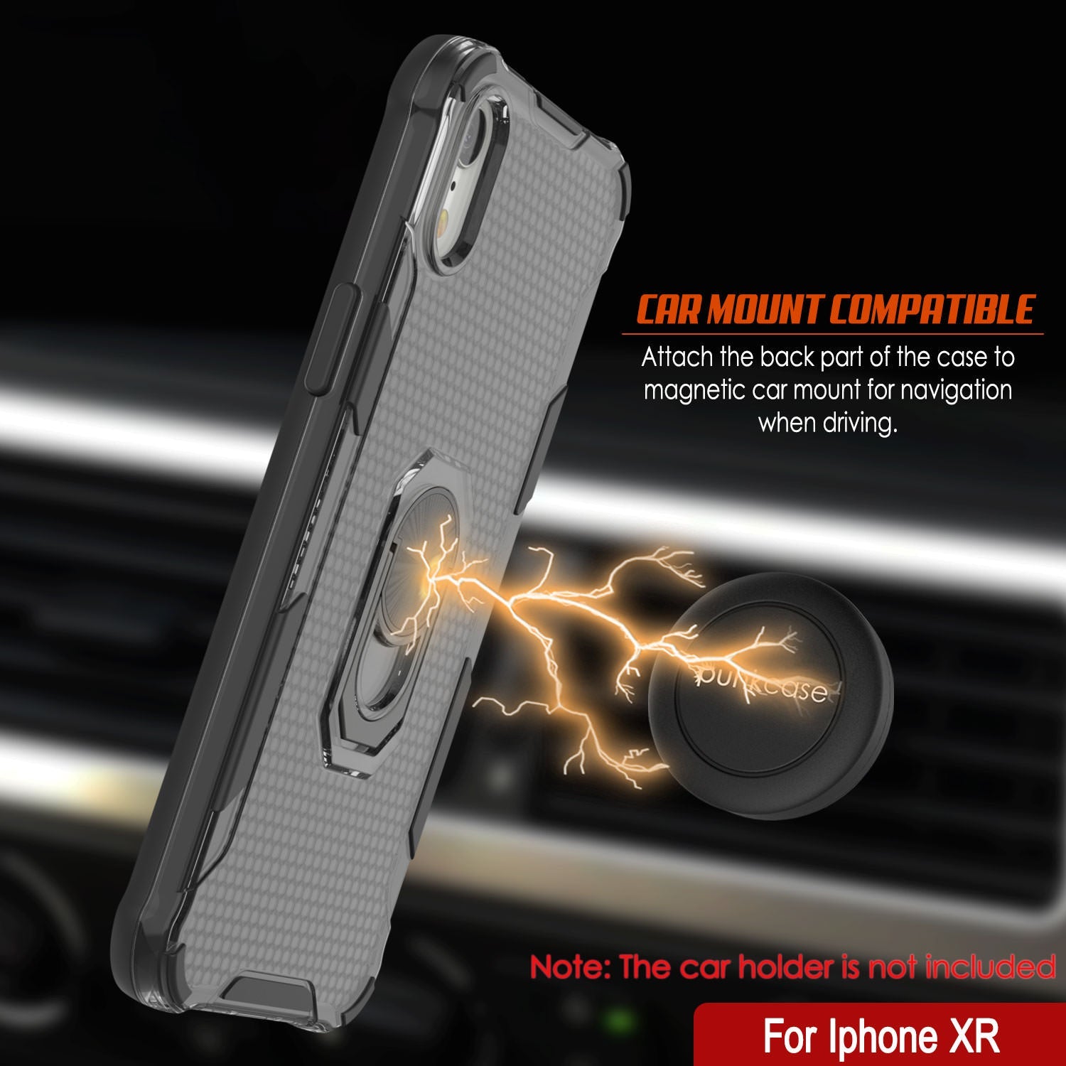 PunkCase for iPhone XR Case [Magnetix 2.0 Series] Clear Protective TPU Cover W/Kickstand [Black]