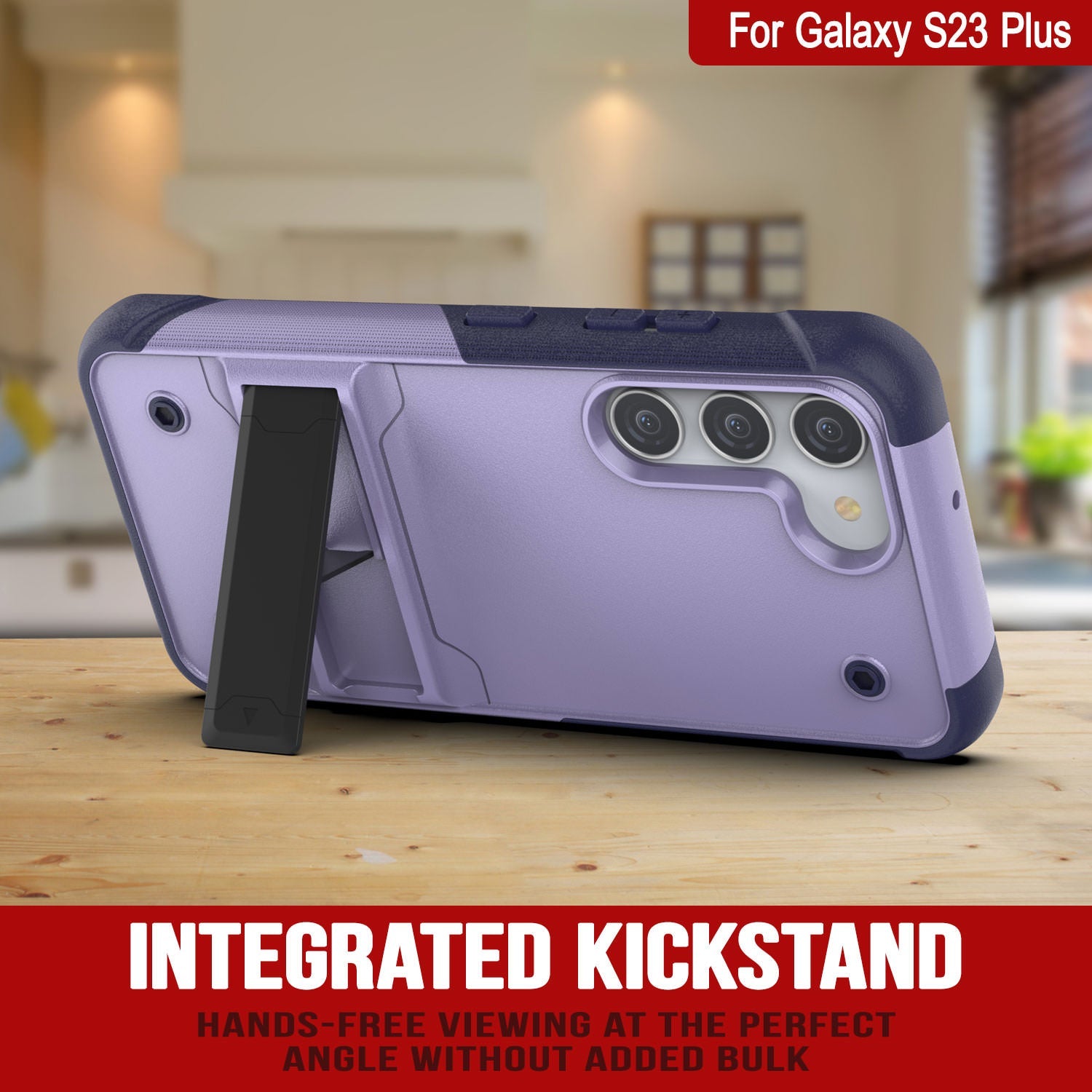 Capa Punkcase Galaxy S23+ Plus [Série Reliance] Capa híbrida protetora de grau militar com suporte embutido [Roxo-Marinho]