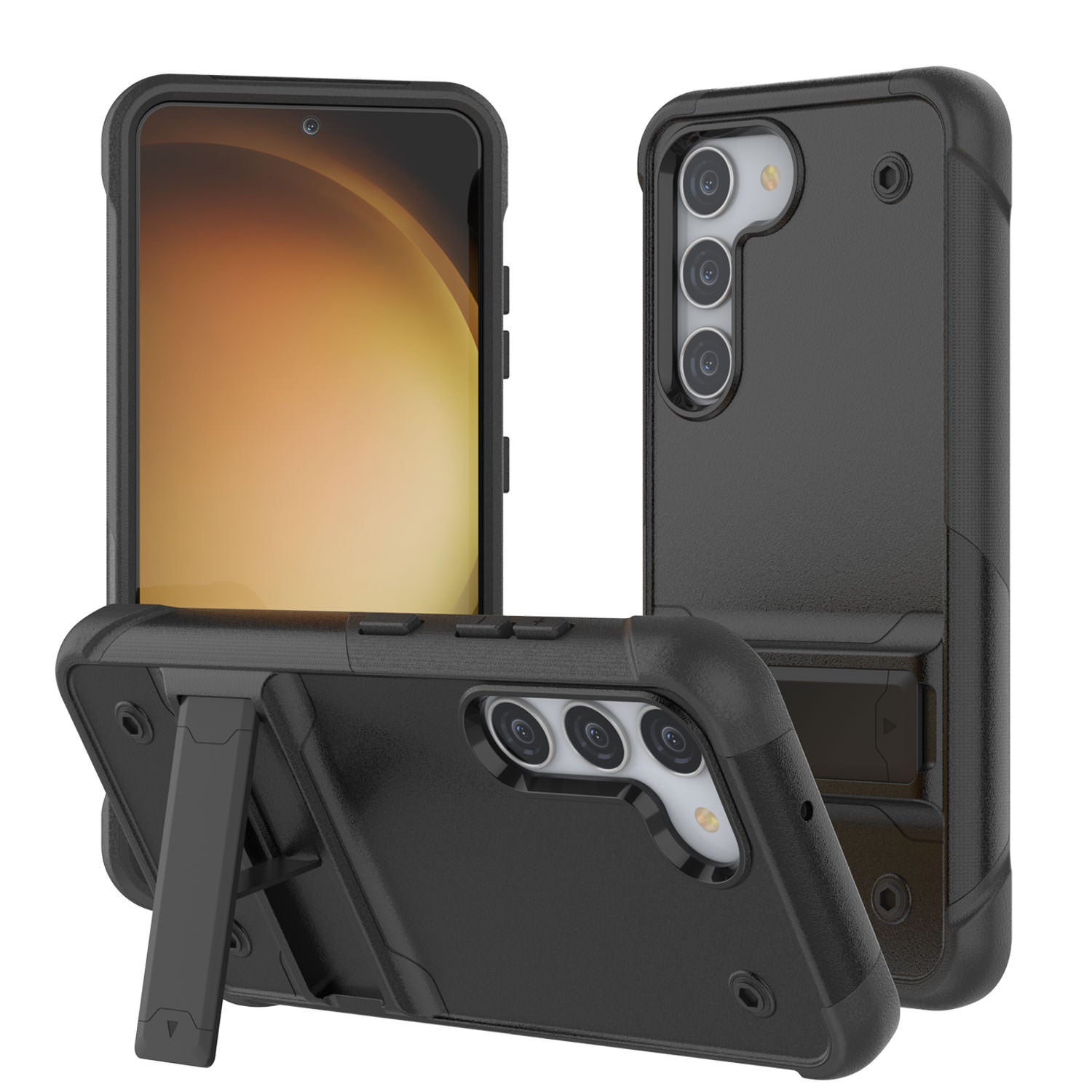 Capa Punkcase Galaxy S23+ Plus [Série Reliance] Capa híbrida protetora de grau militar com suporte embutido [Preto]
