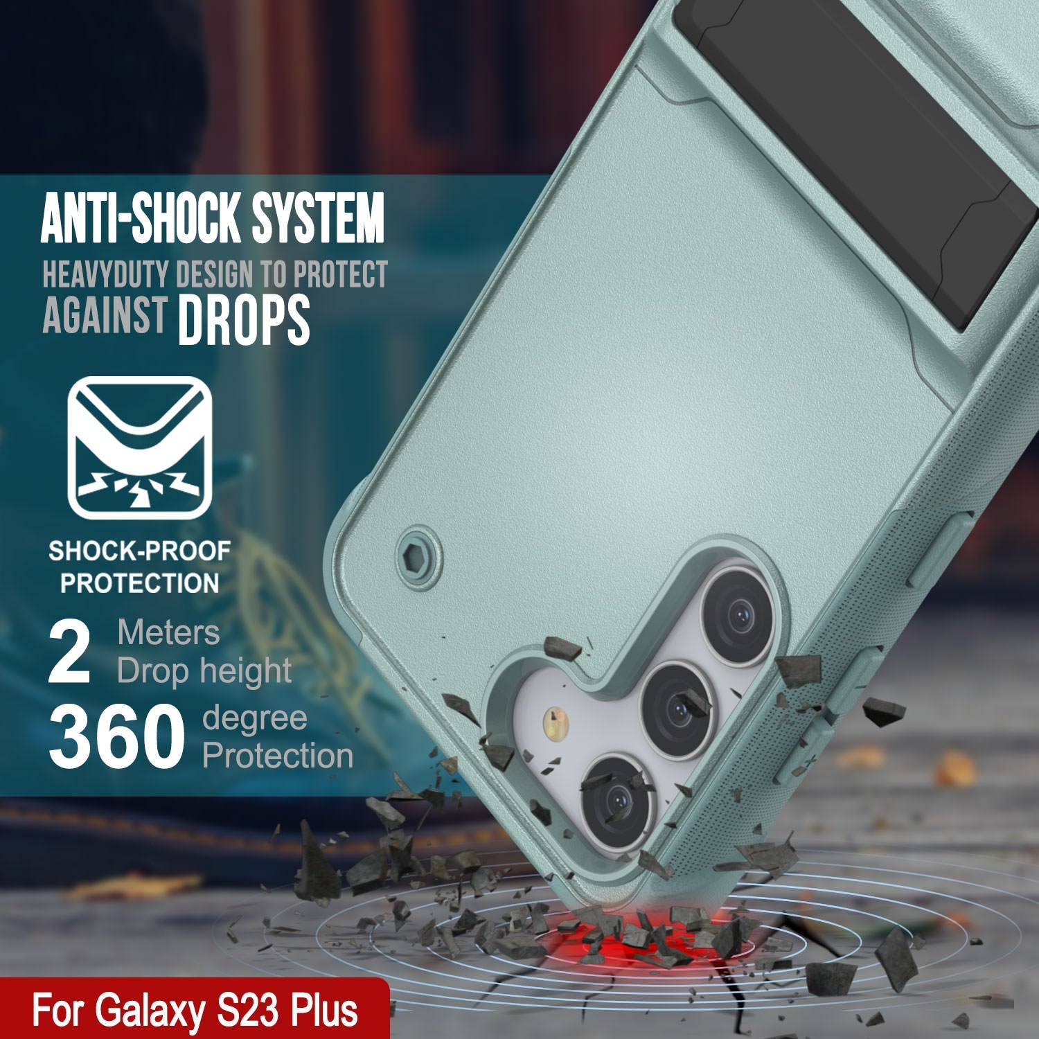 Capa Punkcase Galaxy S23+ Plus [Série Reliance] Capa Protetora Híbrida de Grau Militar com Suporte Integrado [Verde]